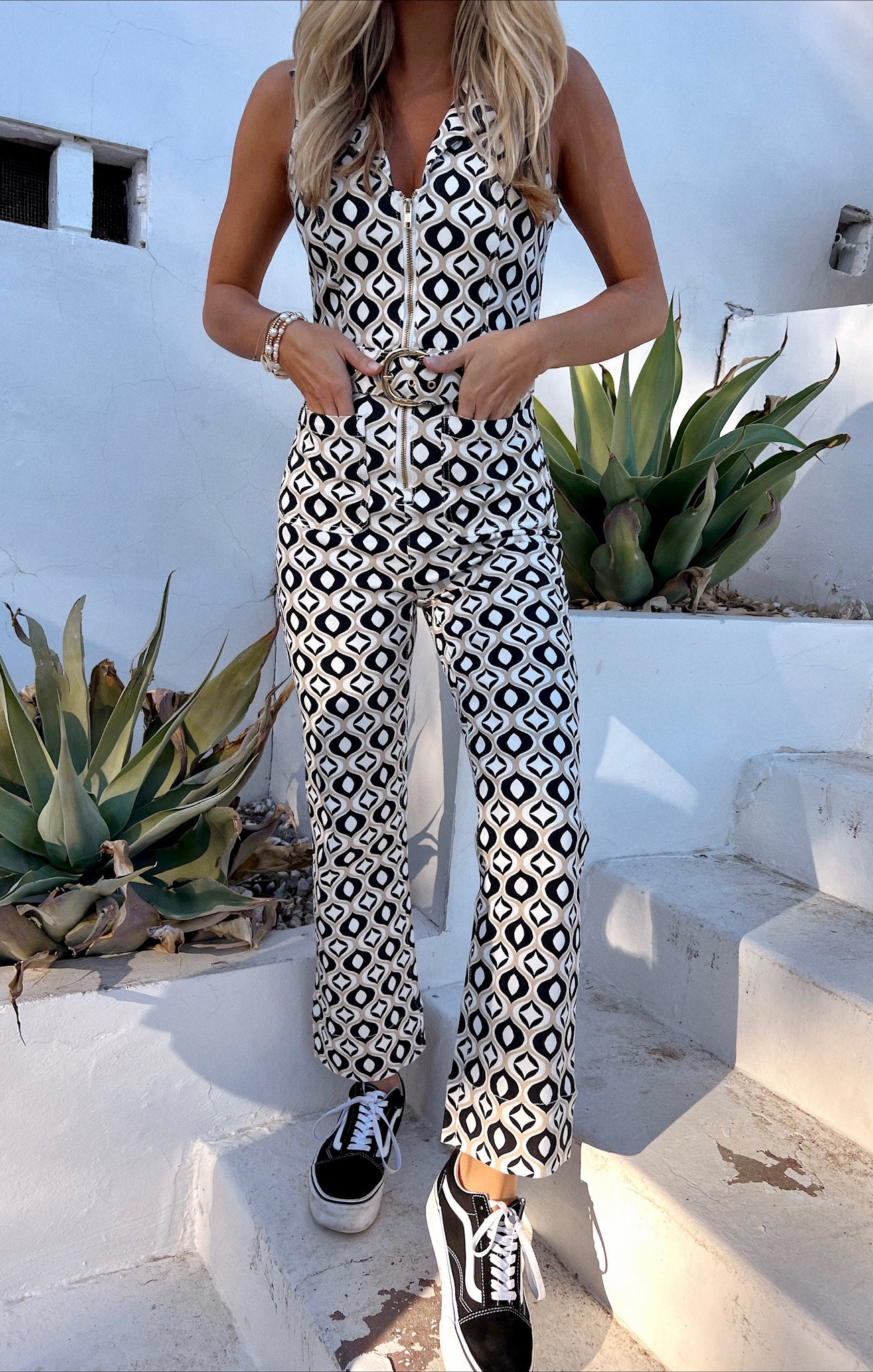 70s Retro Denim Jumpsuit - Cropped Wide Leg with Belted Waist