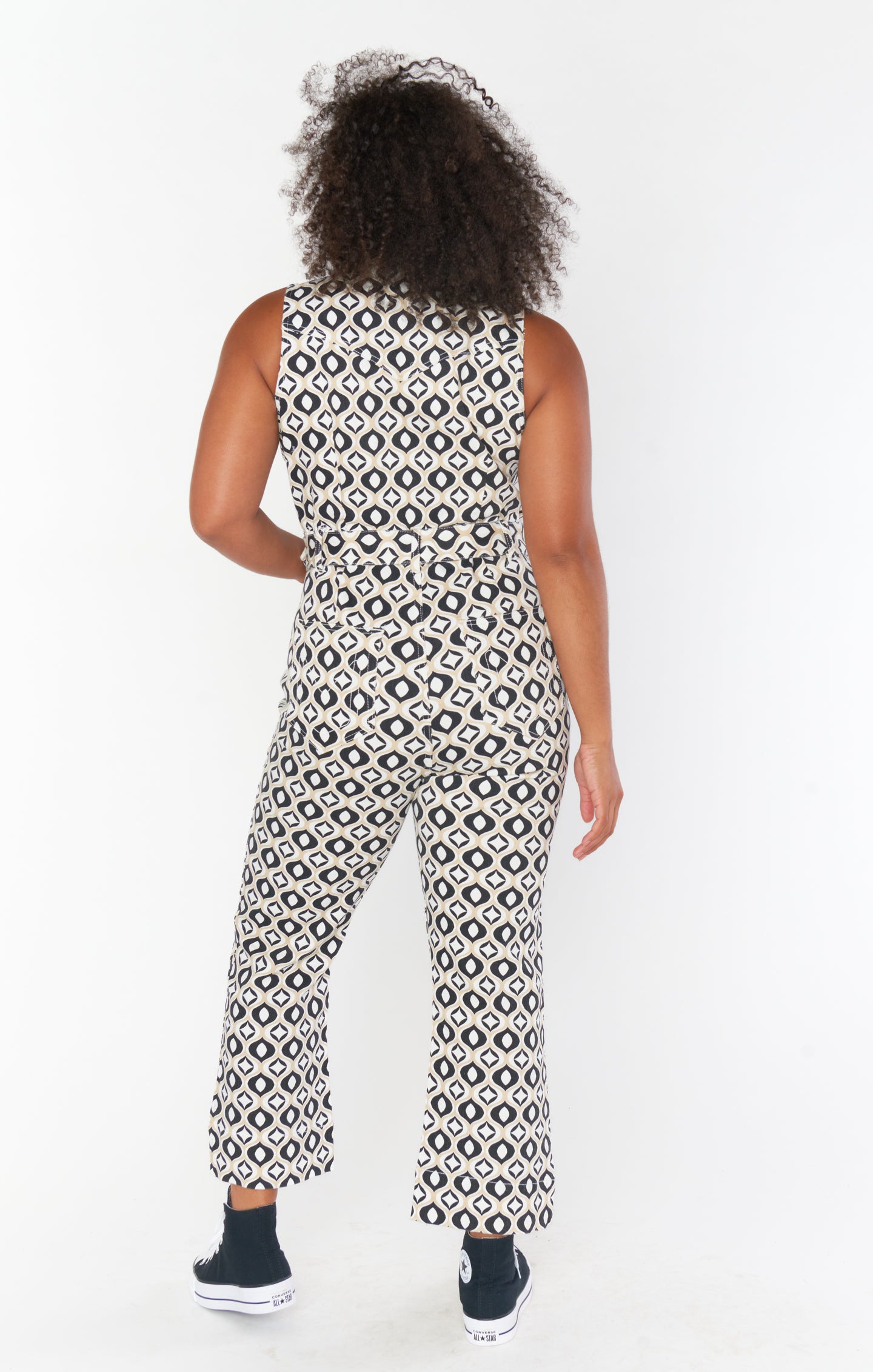 70s Retro Denim Jumpsuit - Cropped Wide Leg with Belted Waist