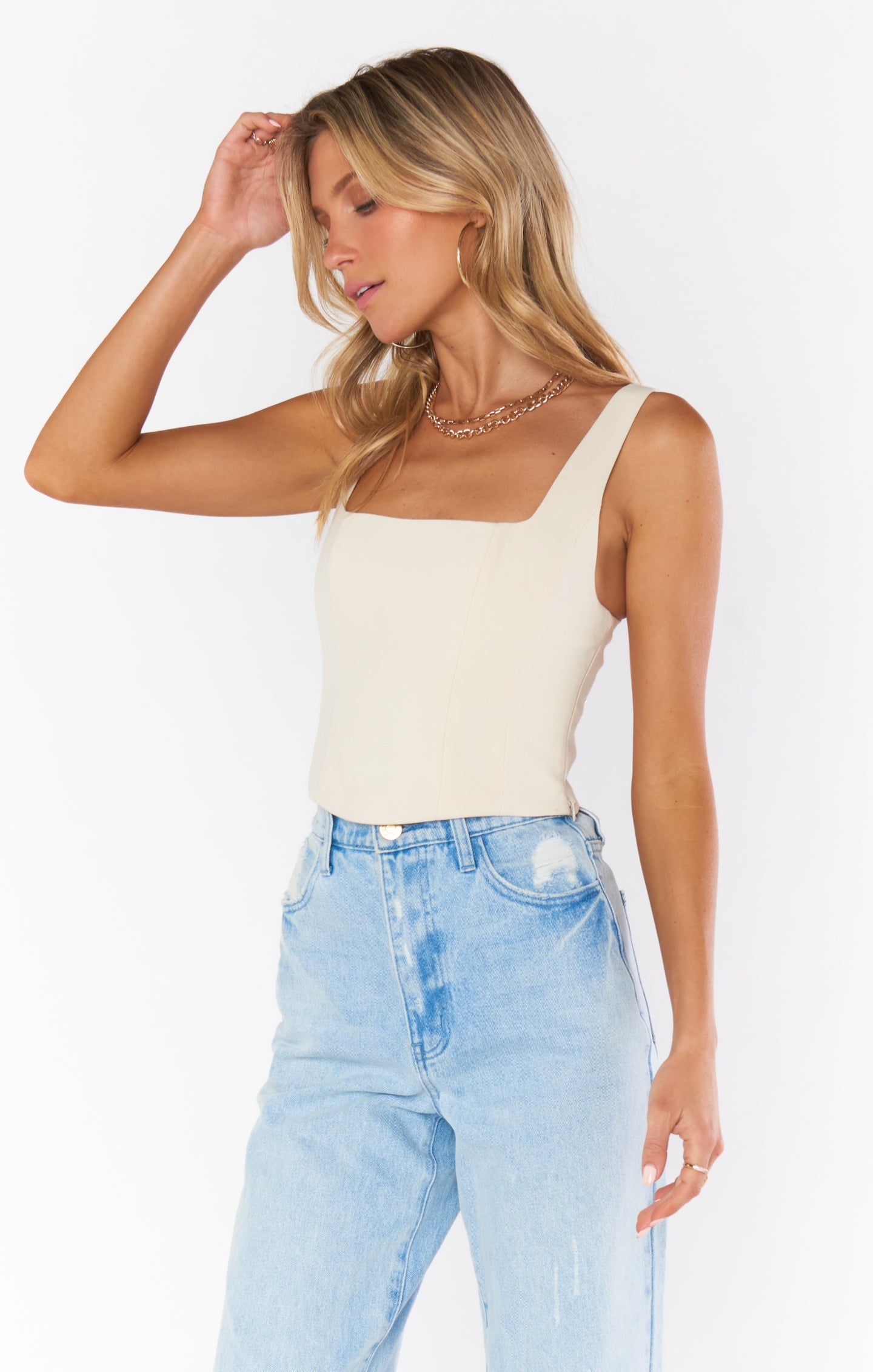 Off White Corset Top for Women - Push Up Bustier Style
