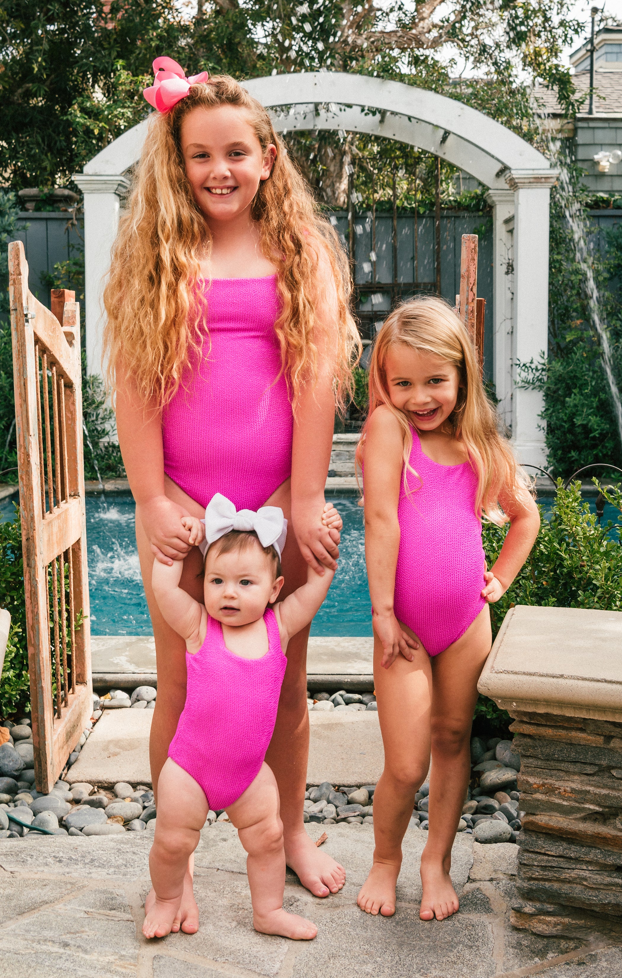 Hot Pink Scrunch One Piece Swimsuit for Kids by Coco