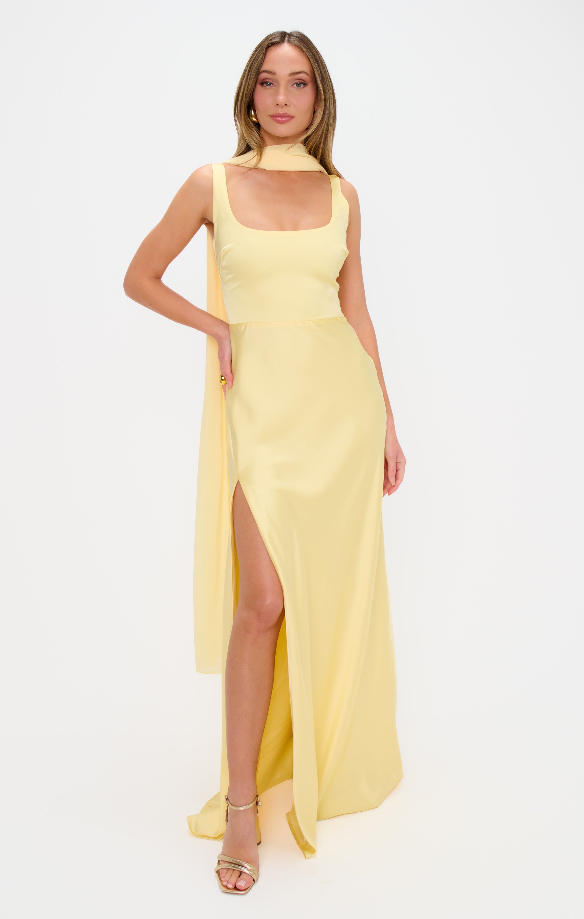 Pale Yellow Chiffon Soiree Shawl for Evening Gowns
