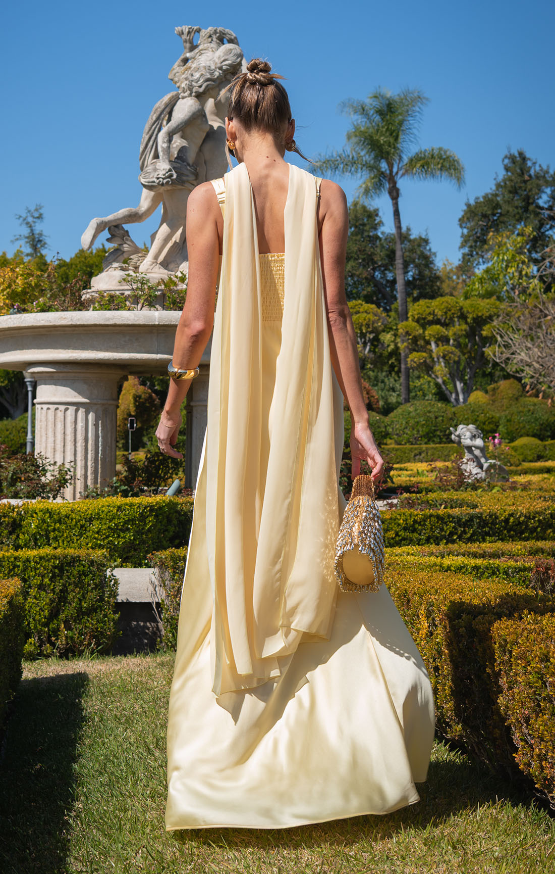 Pale Yellow Chiffon Soiree Shawl for Evening Gowns
