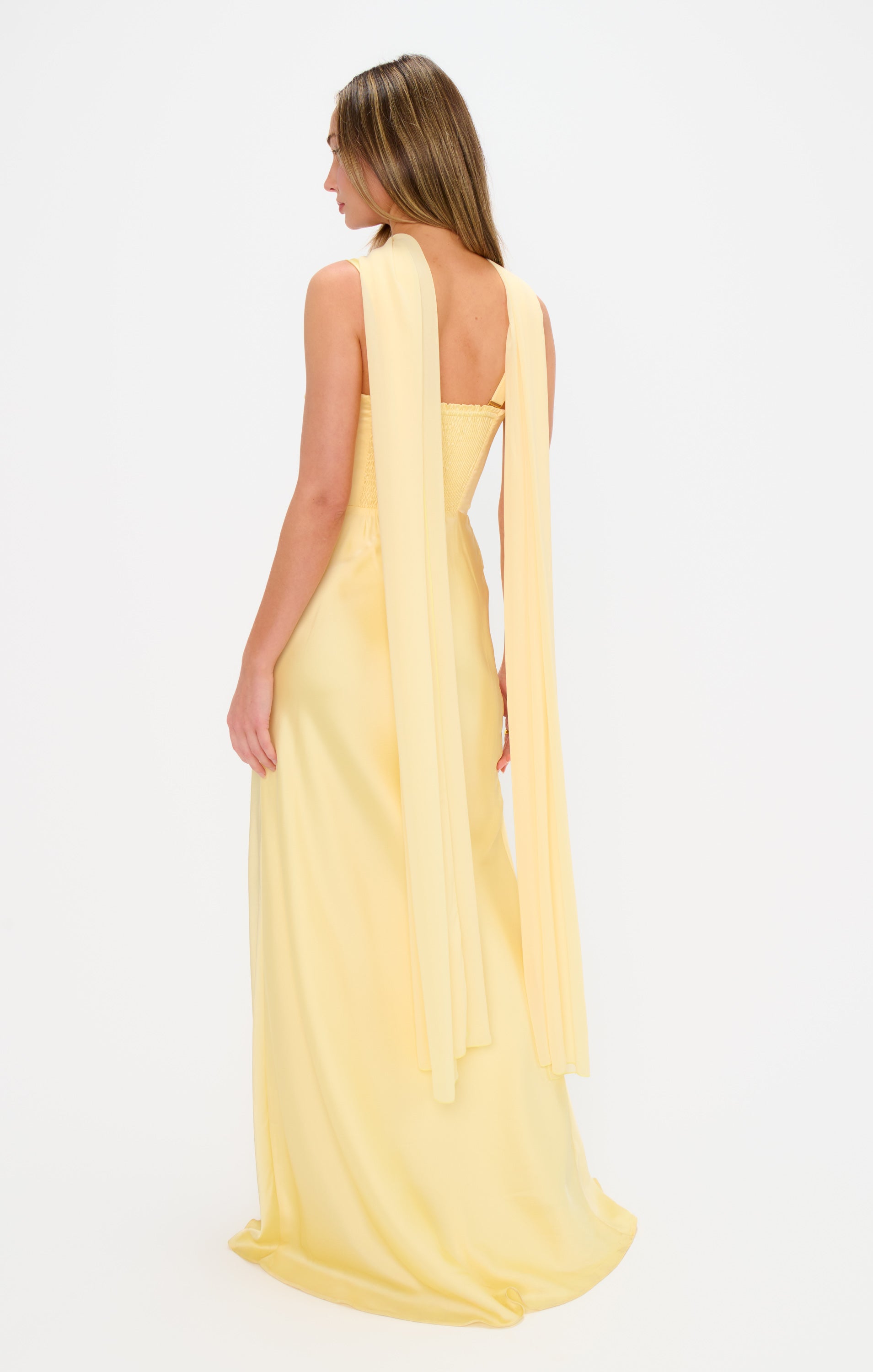 Pale Yellow Chiffon Soiree Shawl for Evening Gowns