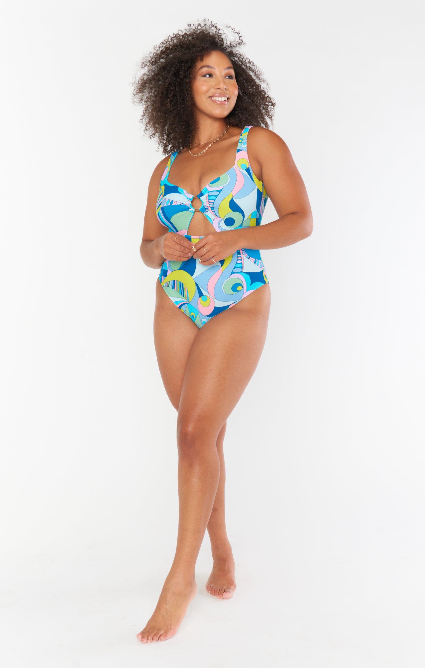 Summer One Piece Swimsuit with O-Ring & Low Back - Go Go Geo