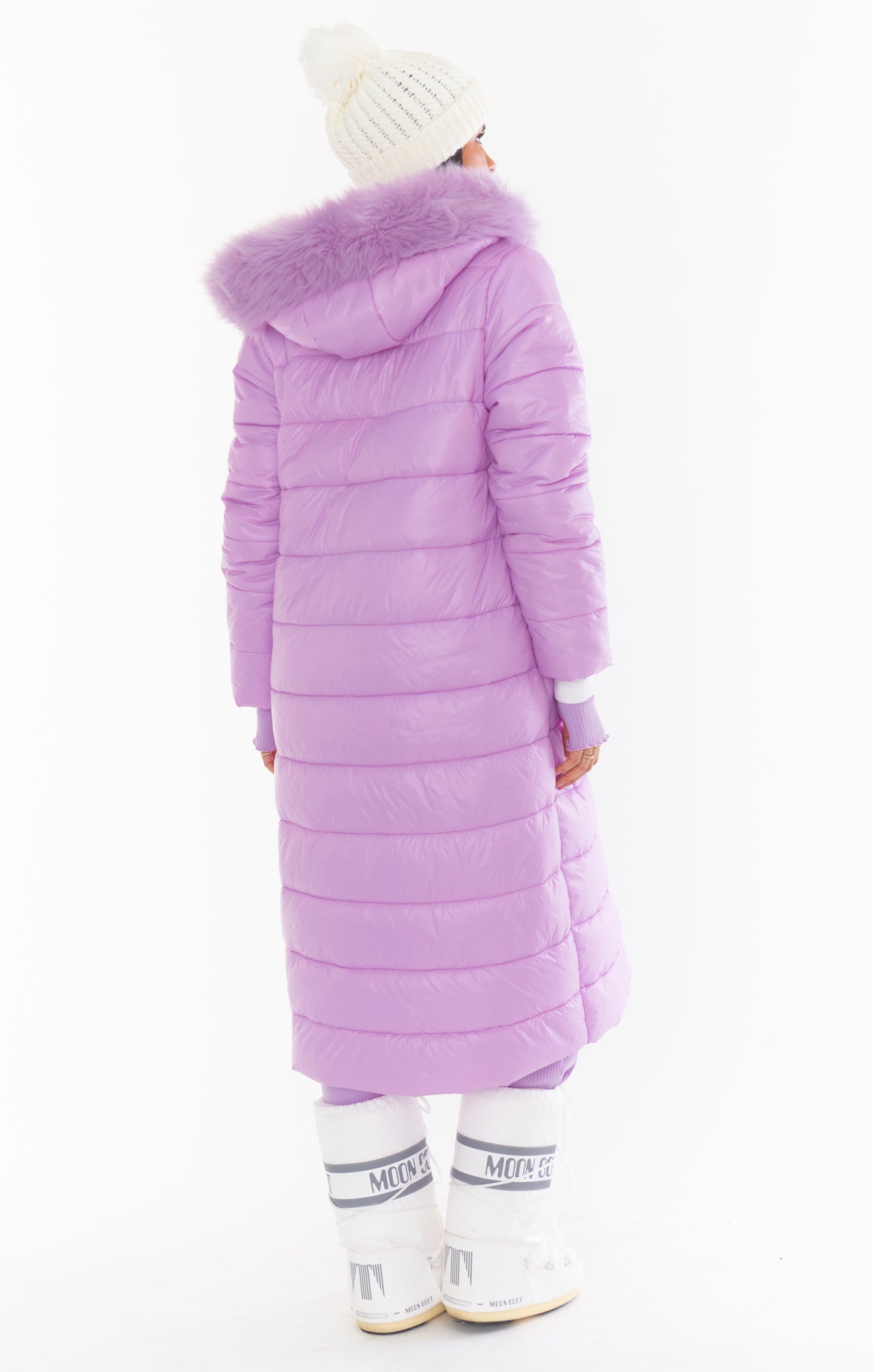 Powder Purple Faux Fur Hooded Snowmass Puffer Jacket