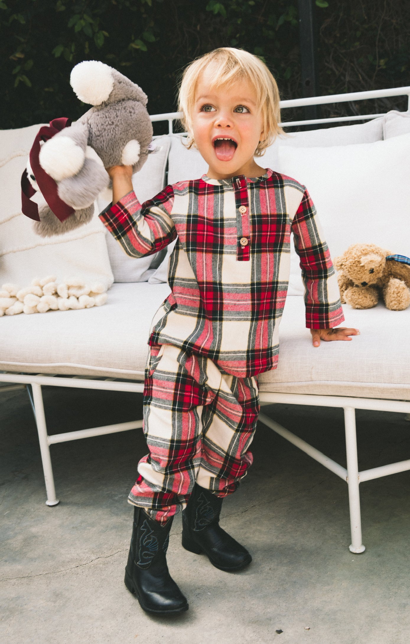 Winter Plaid Henley Top for Babies - Miles Cozy Style