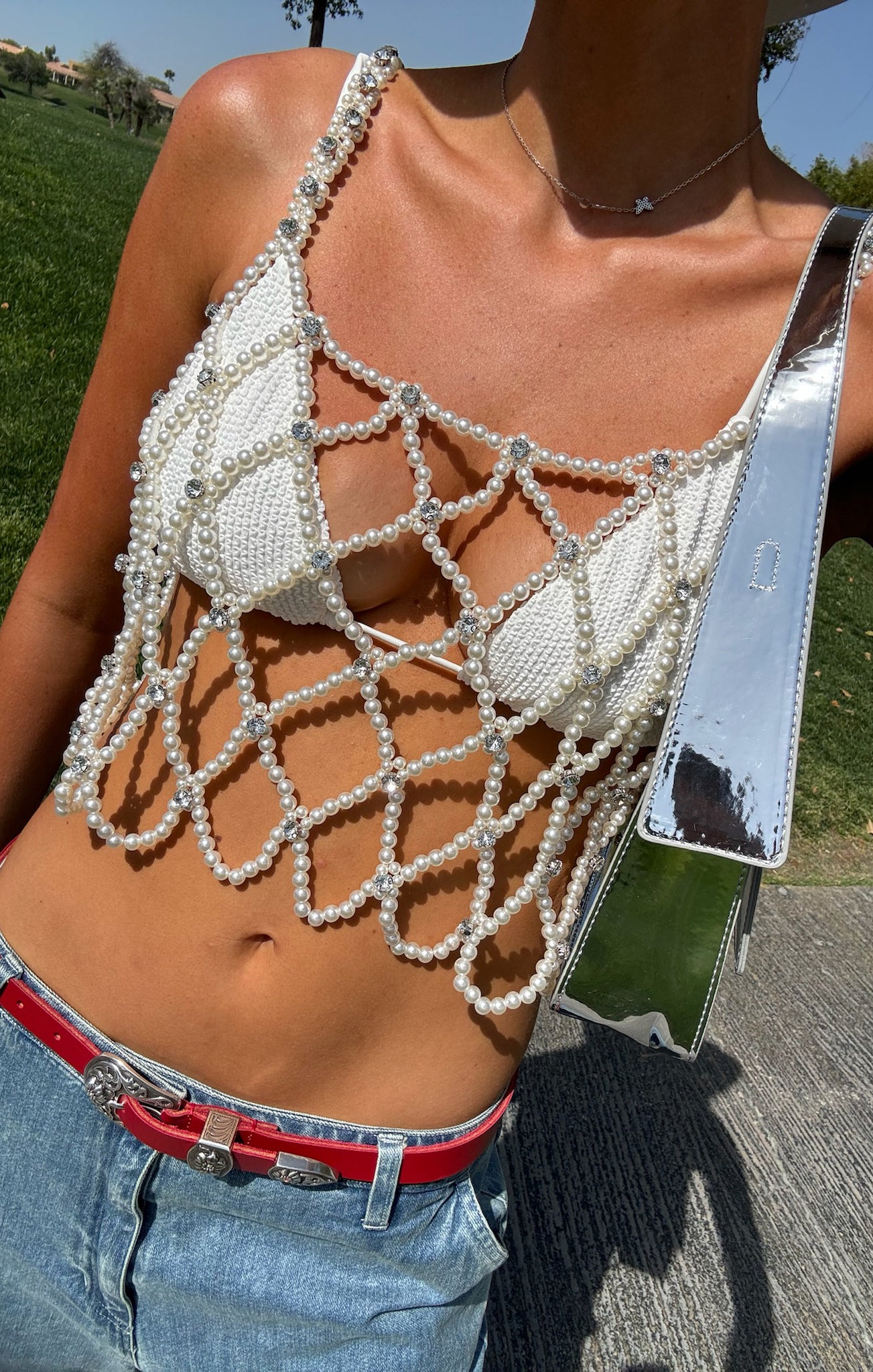 Pearl Cami Top with Sparkle Detail