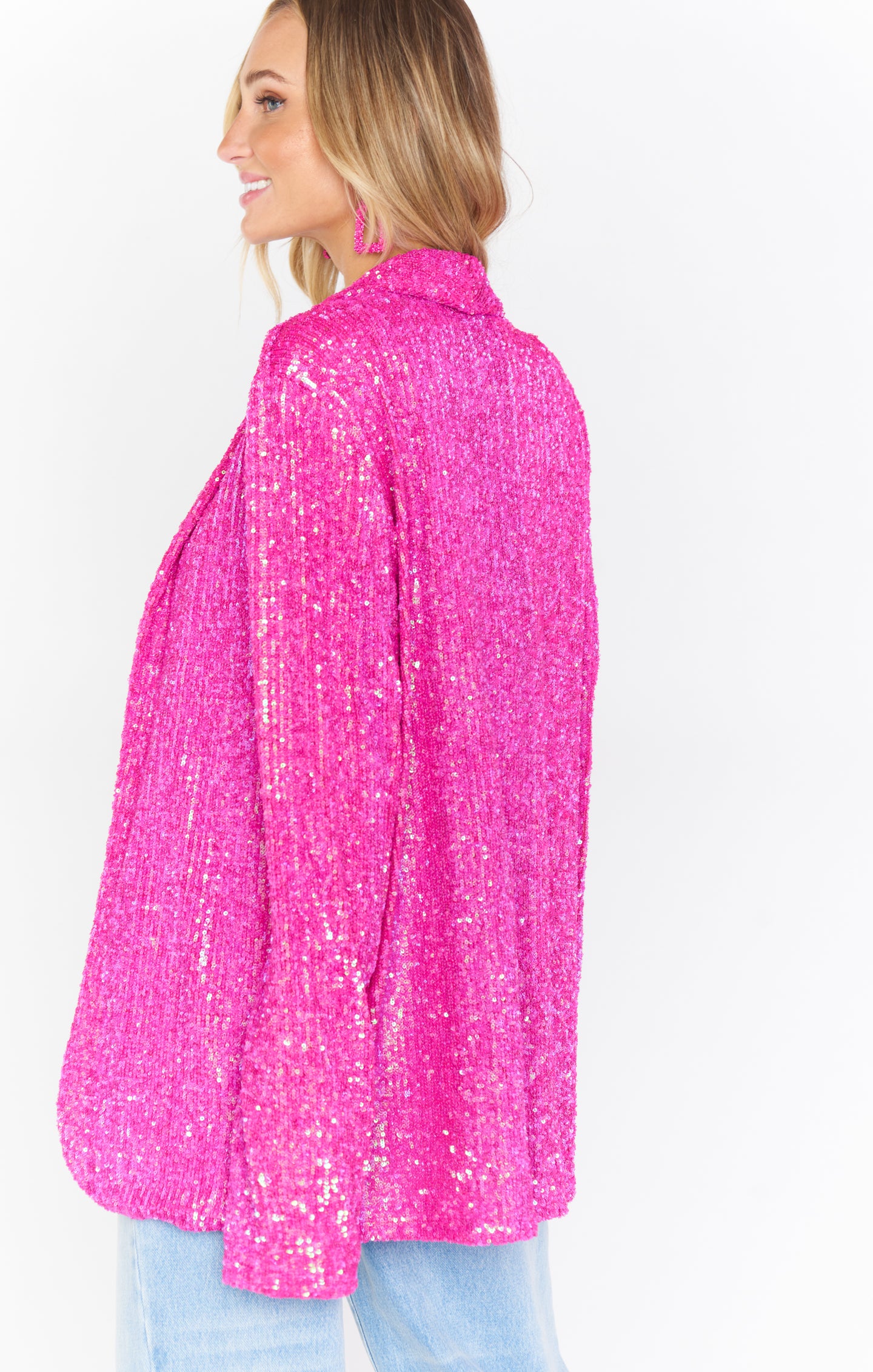 Pink Sequin Dance Blazer for Women - Disco Party Wear