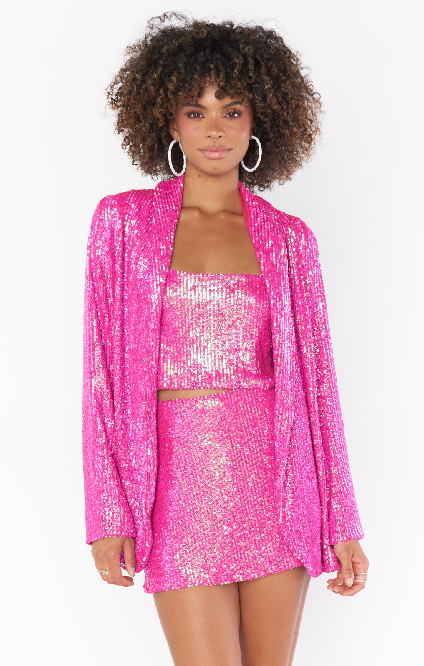 Pink Sequin Dance Blazer for Women - Disco Party Wear