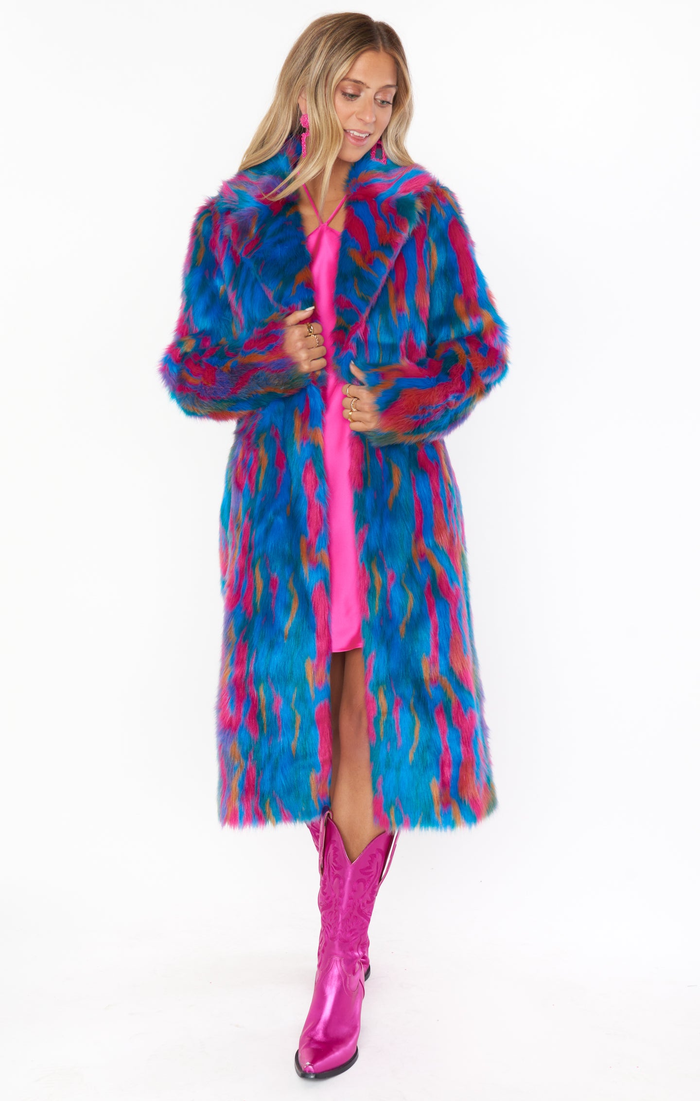 Miss Tiffy 70s Psychedelic Faux Fur Jacket for Women