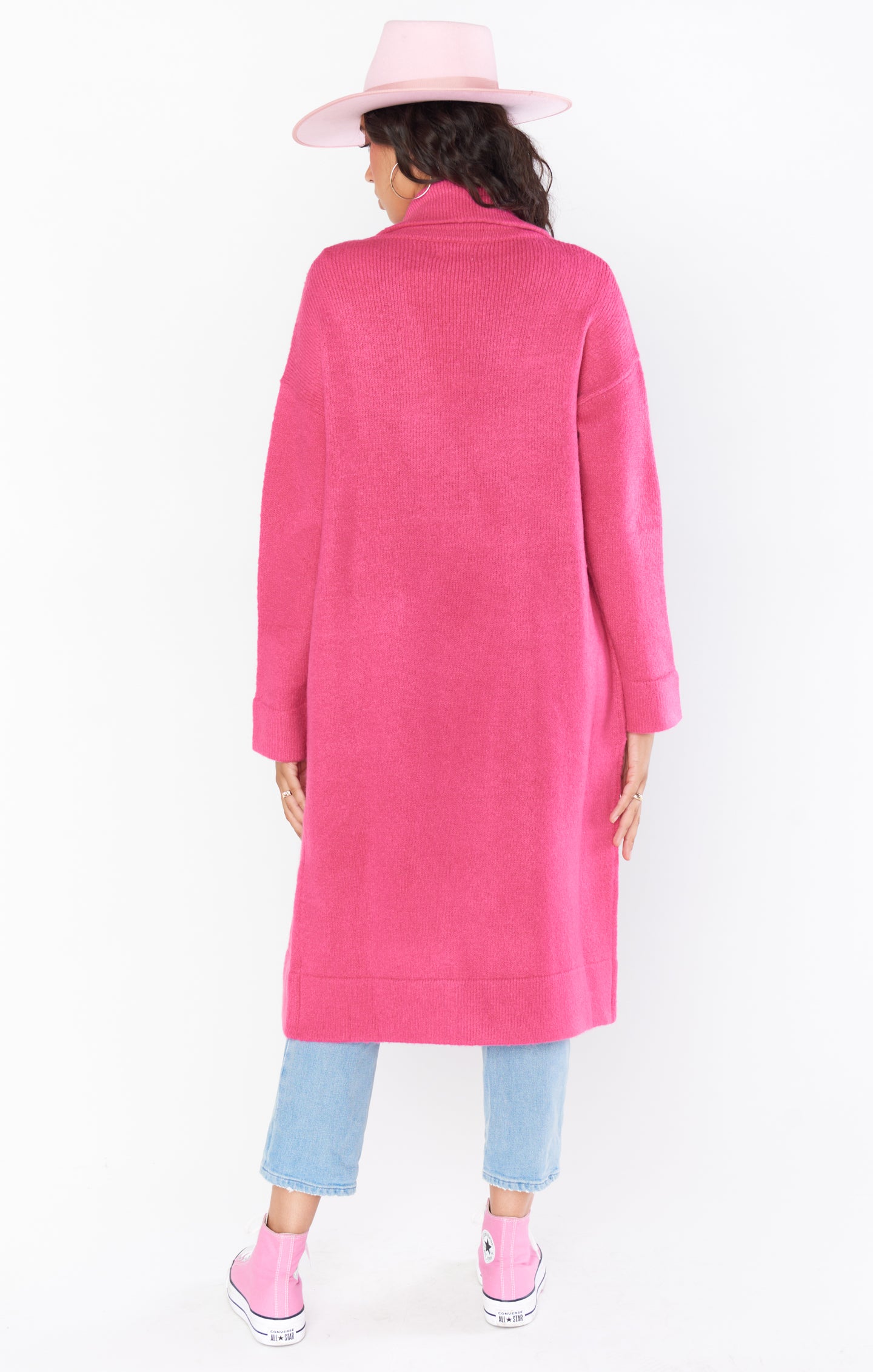 Melrose Oversized Knit Sweater Jacket in Hot Pink