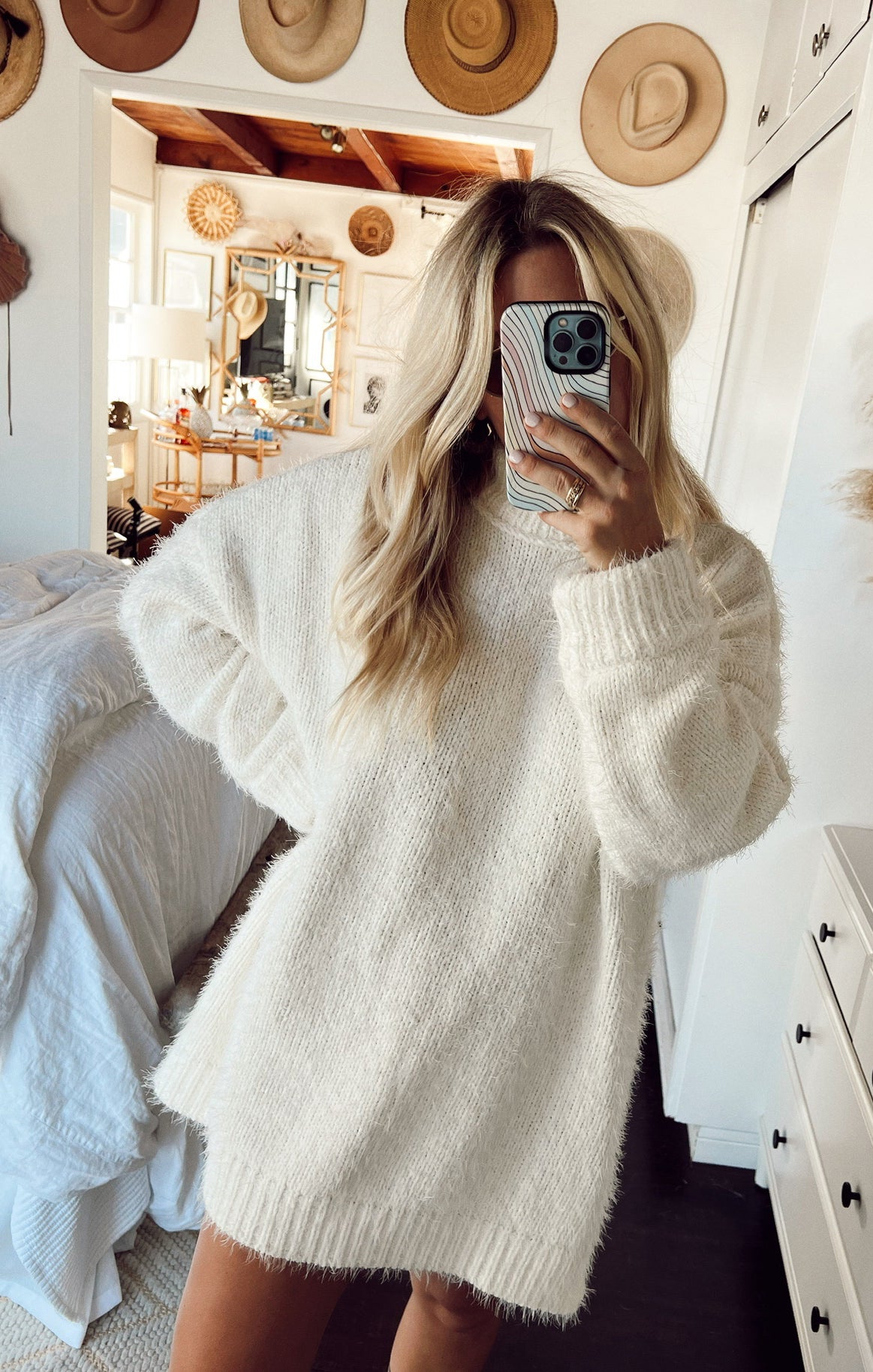 Cream Oversized Knit Tunic Sweater - Timmy