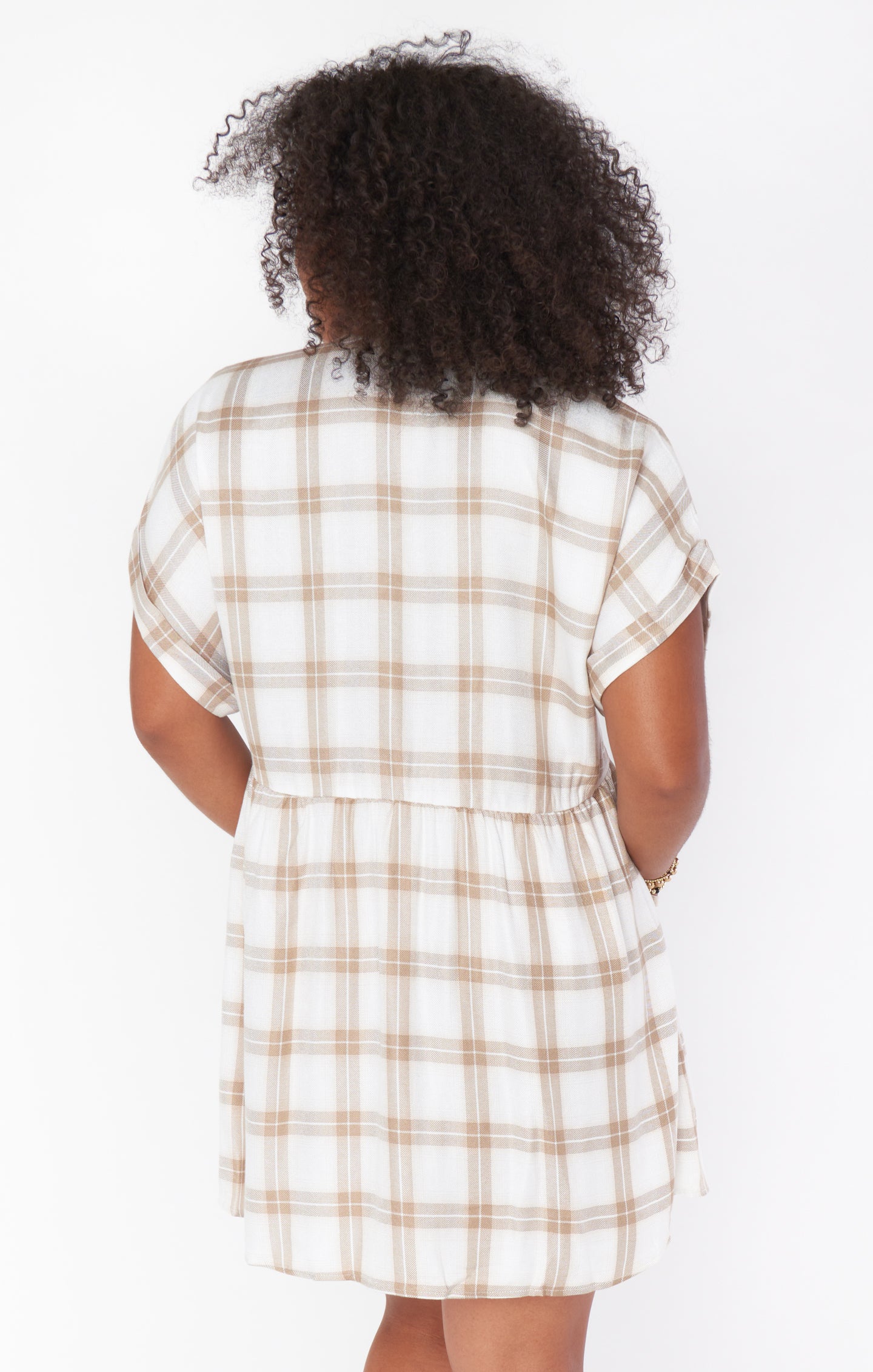 Plaid Mini Dress with Front Pockets - Odessa Everyday Button Down