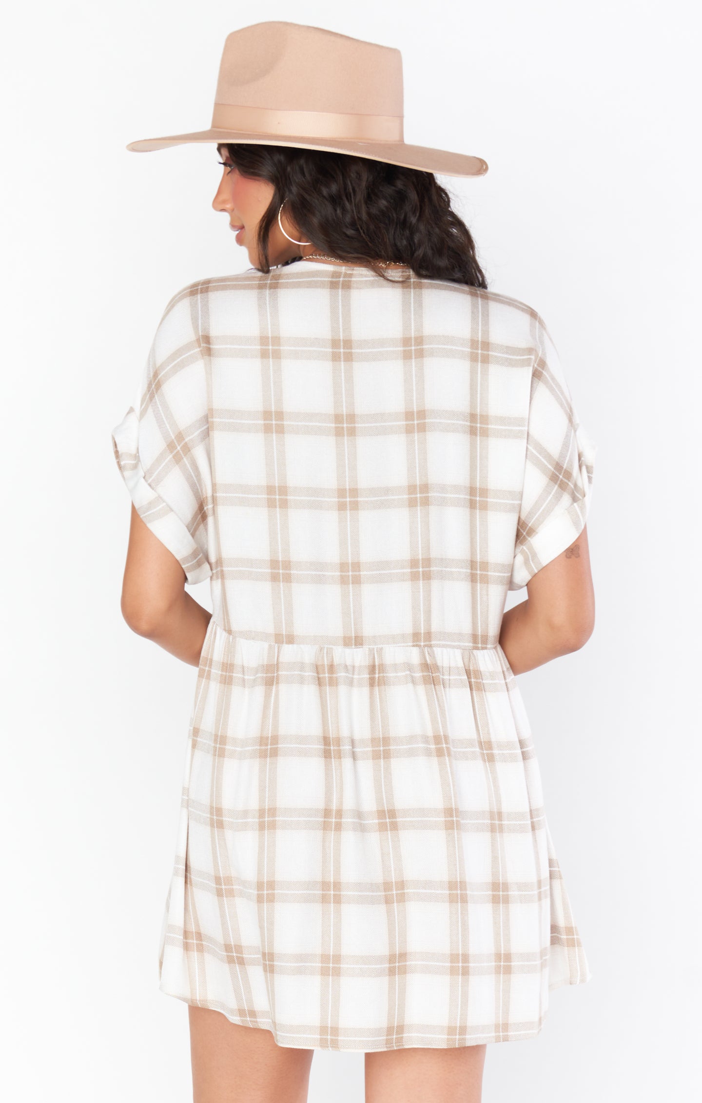 Plaid Mini Dress with Front Pockets - Odessa Everyday Button Down