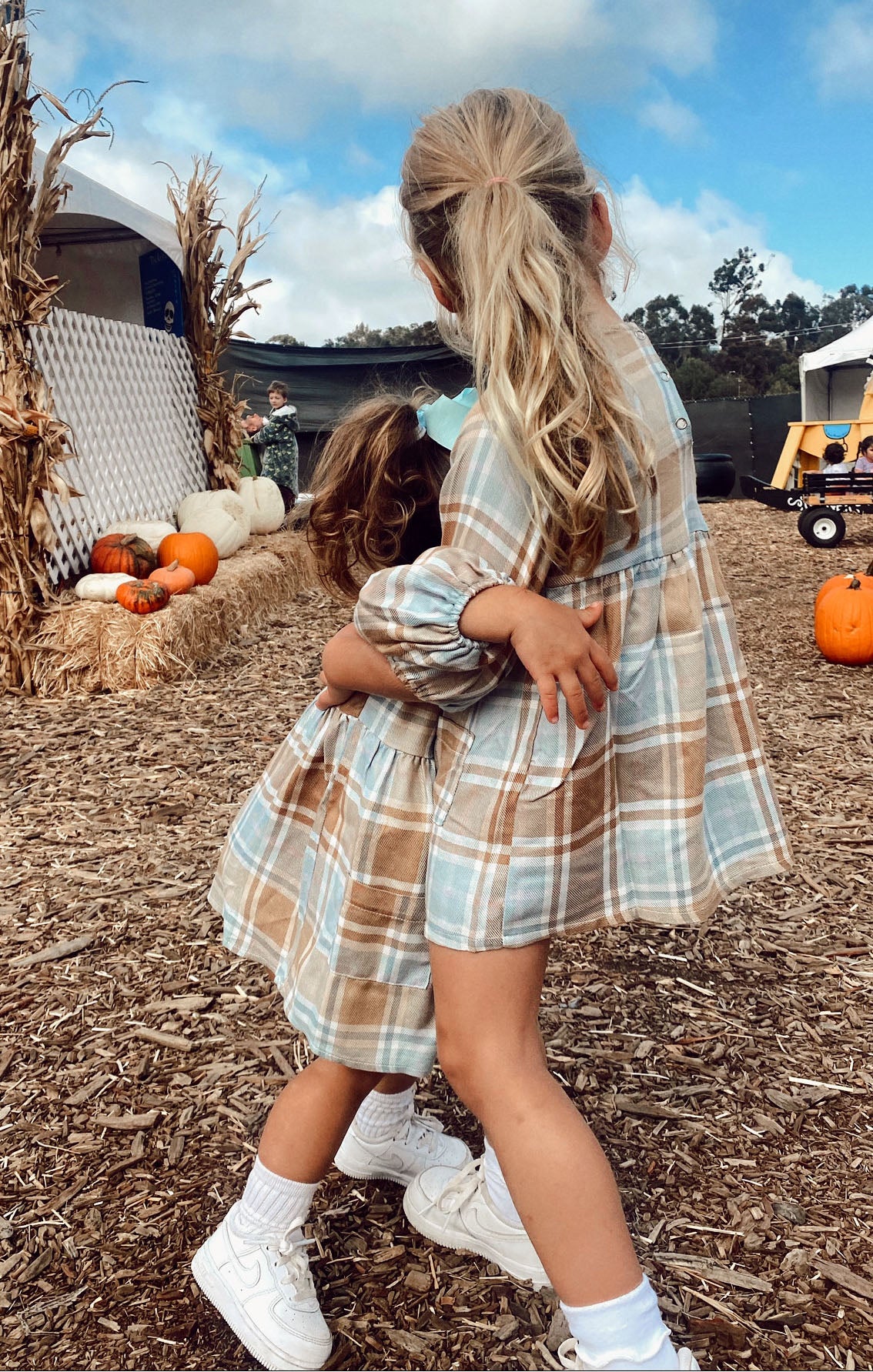 Iris Plaid Dress with Long Sleeves & Keyhole Back