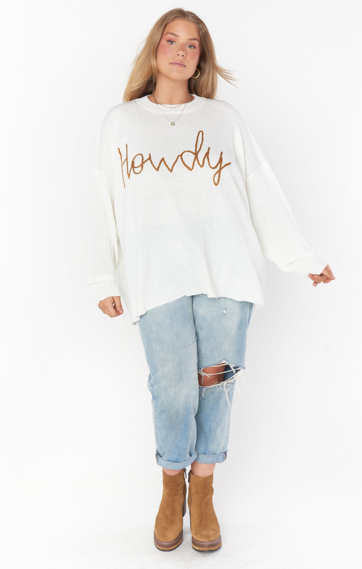 Cognac Howdy Knit Sweater - Woodsy Style for Women