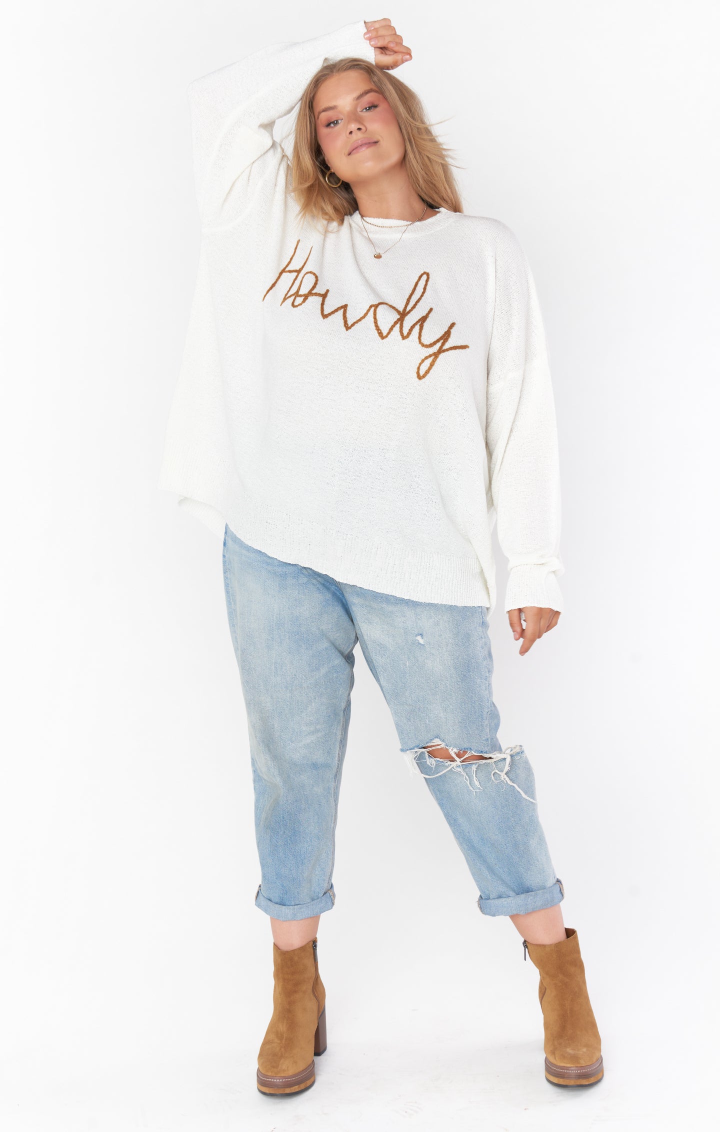 Cognac Howdy Knit Sweater - Woodsy Style for Women