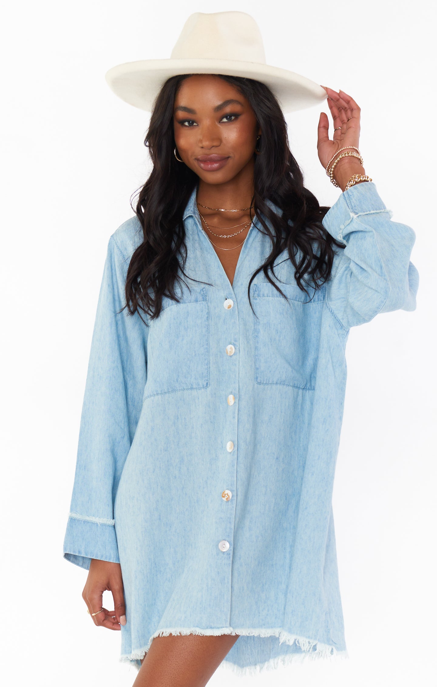 Wilmington Lightweight Chambray Shirt Dress with Pockets