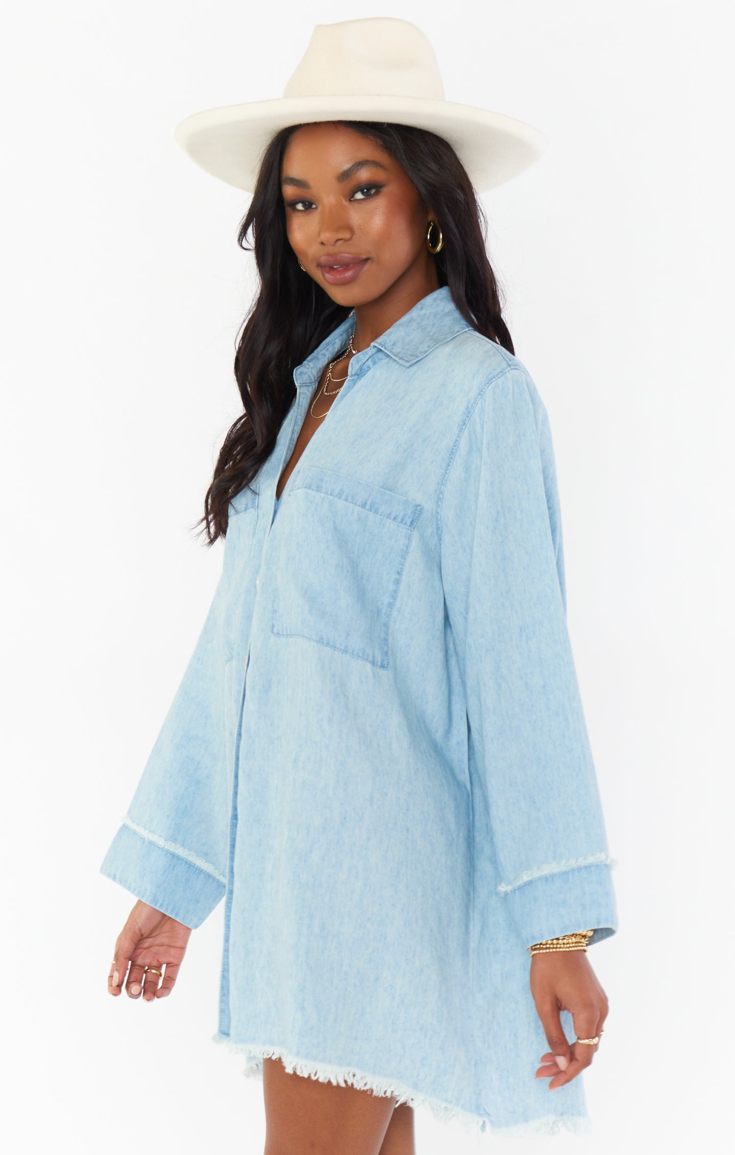 Wilmington Lightweight Chambray Shirt Dress with Pockets