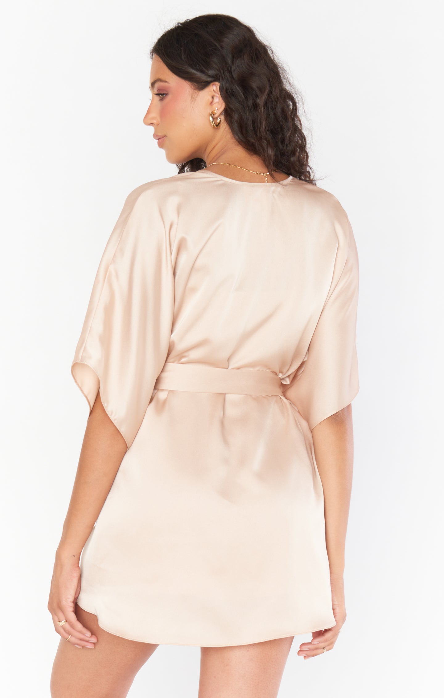 Champagne Satin Bridal Robe for Getting Ready