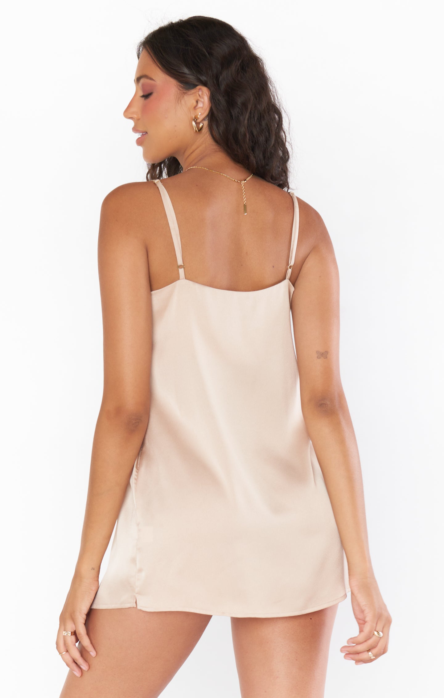 Bridesmaid Slip Dress - Champagne Satin Getting Ready Robe