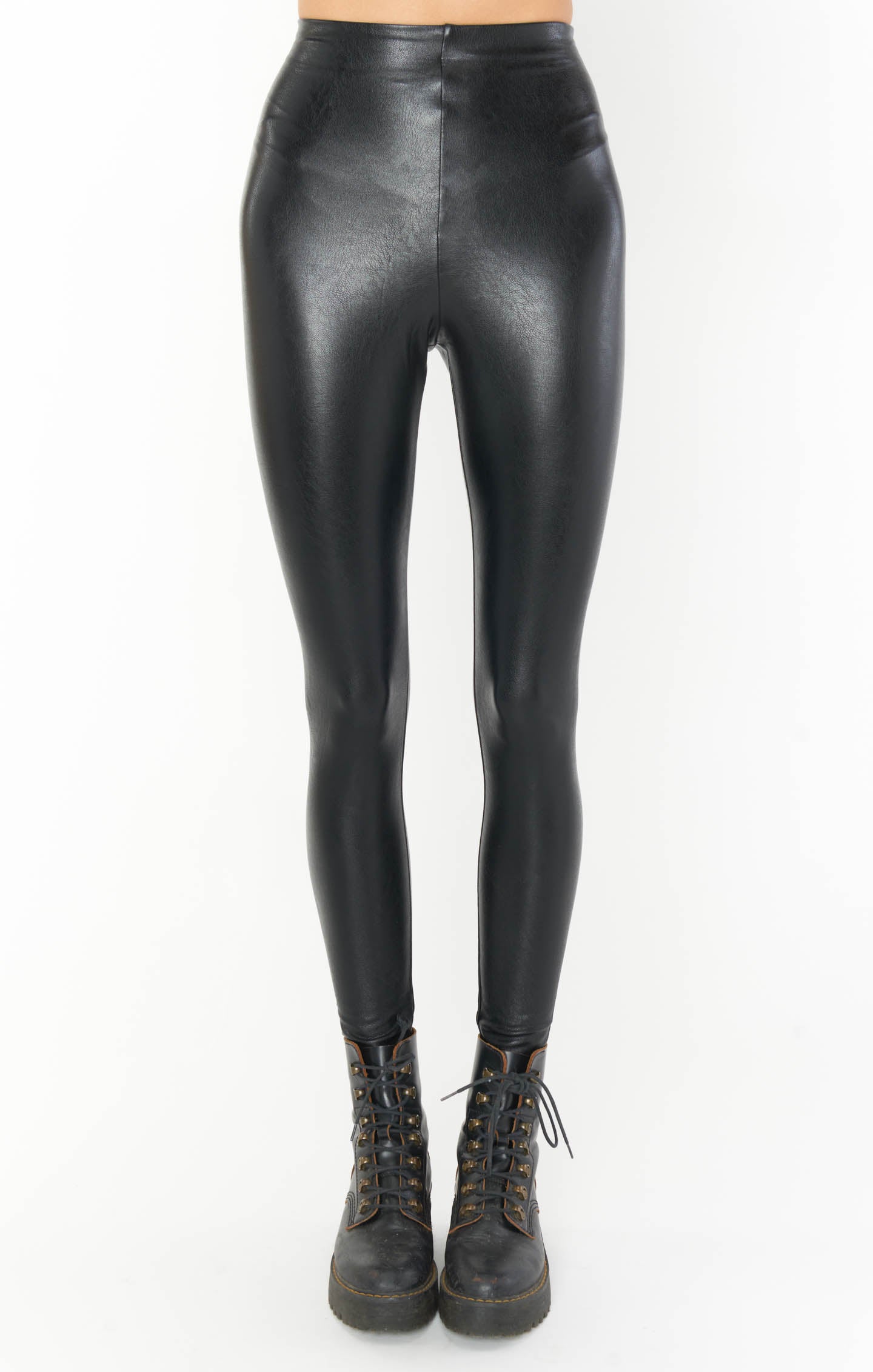 Commando Faux Leather Leggings with Smoothing Waistband - Black
