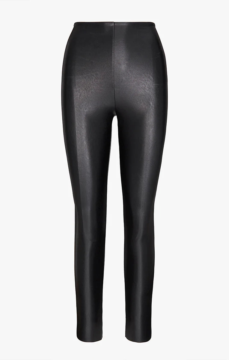 Commando Faux Leather Leggings with Smoothing Waistband - Black