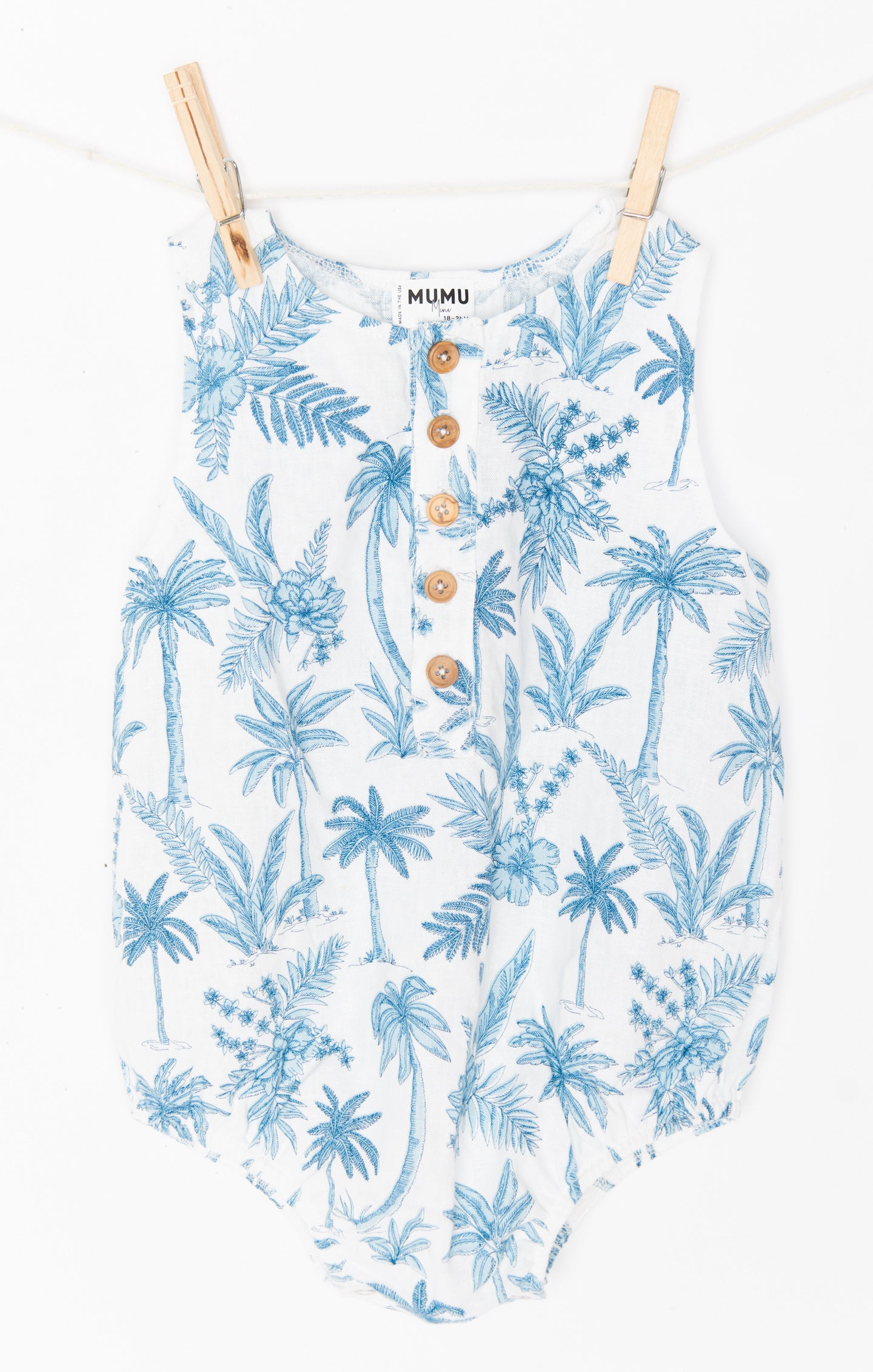Blue Lagoon Palm Baby Onesie - Soft & Easy Button Closure