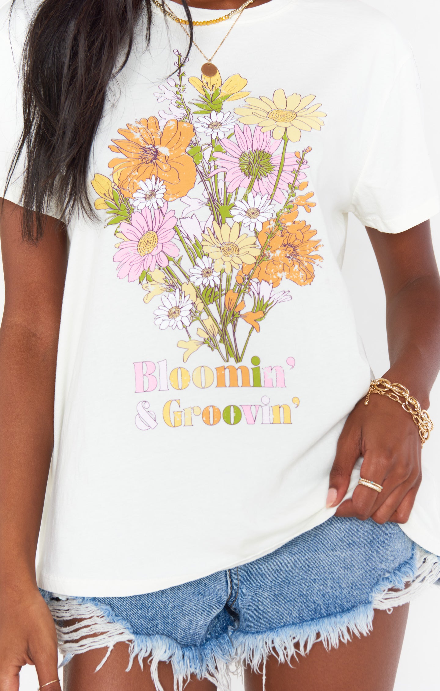 Thomas Bloomin and Groovin Graphic Scoop Neck Tee - Lightweight Cotton