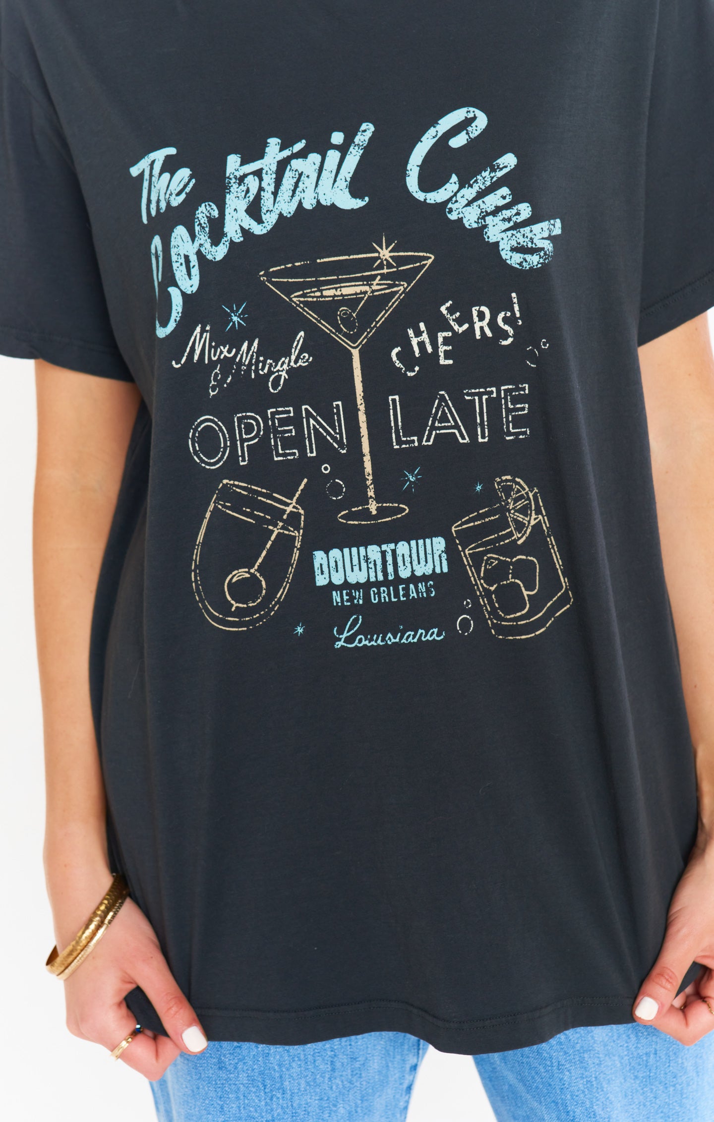 Travis Cocktail Club Graphic Oversized Tee for Women