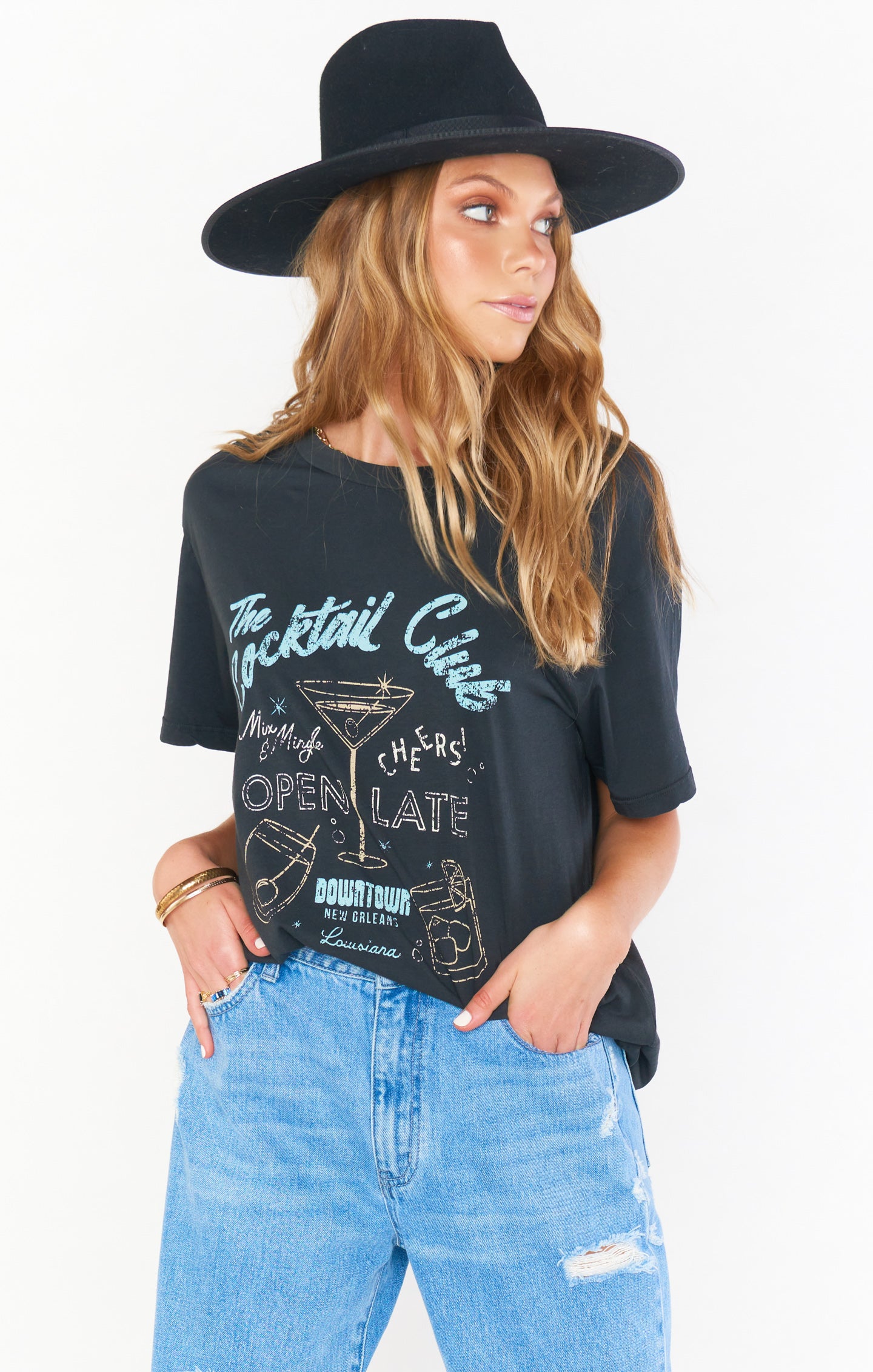 Travis Cocktail Club Graphic Oversized Tee for Women
