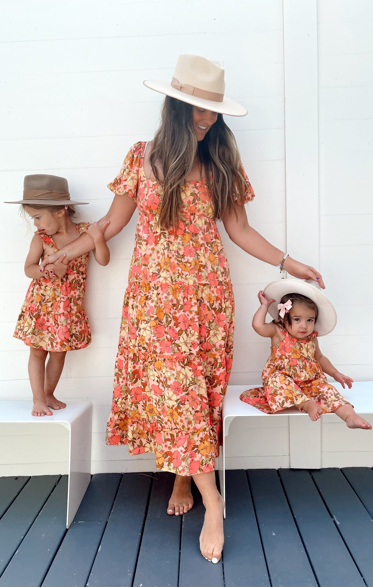 Linds Floral Midi Dress with Square Neck & Smocked Back