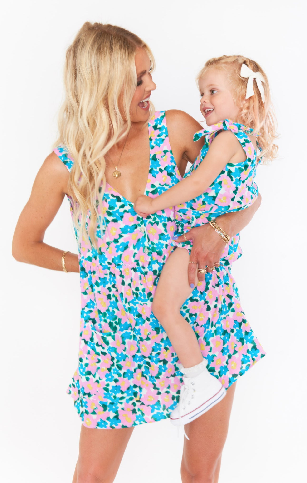 Floral Mini Romper with Adjustable Straps - Violets Garden