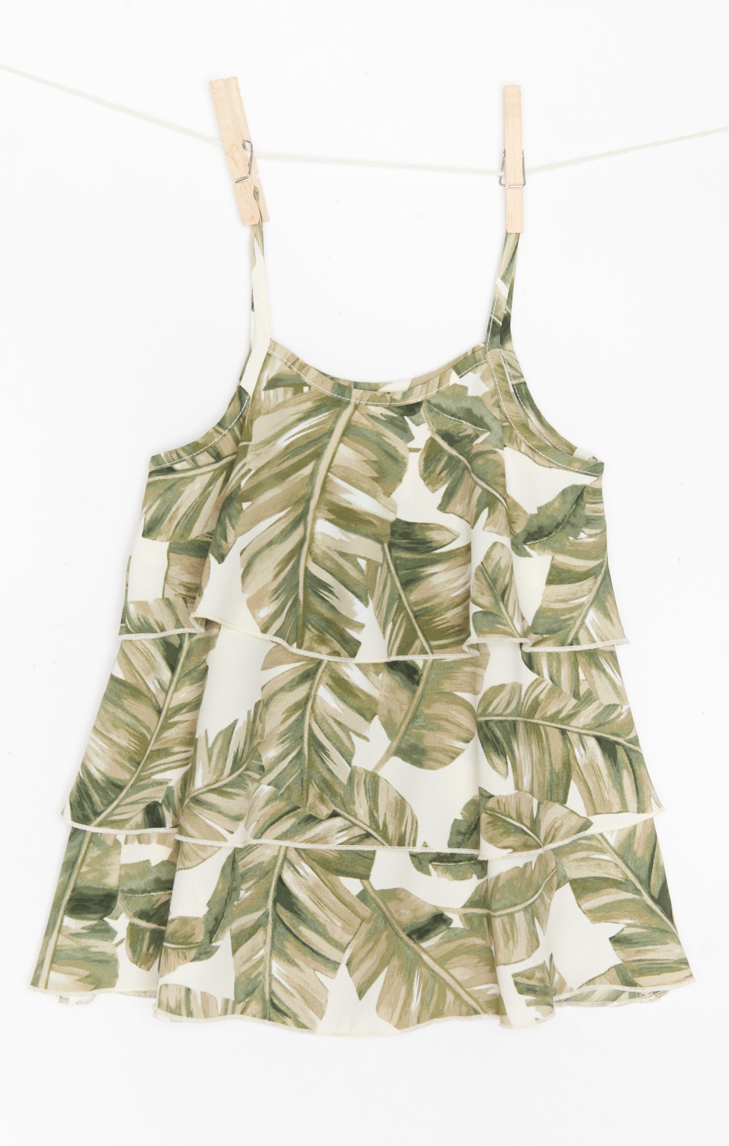 Reagan Green Majestic Palm Ruffle Dress for Girls