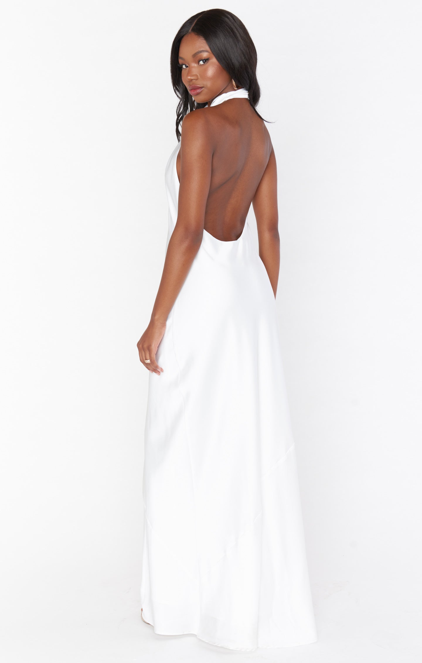 Jasmine Ivory Satin Halter Maxi Dress for Special Occasions