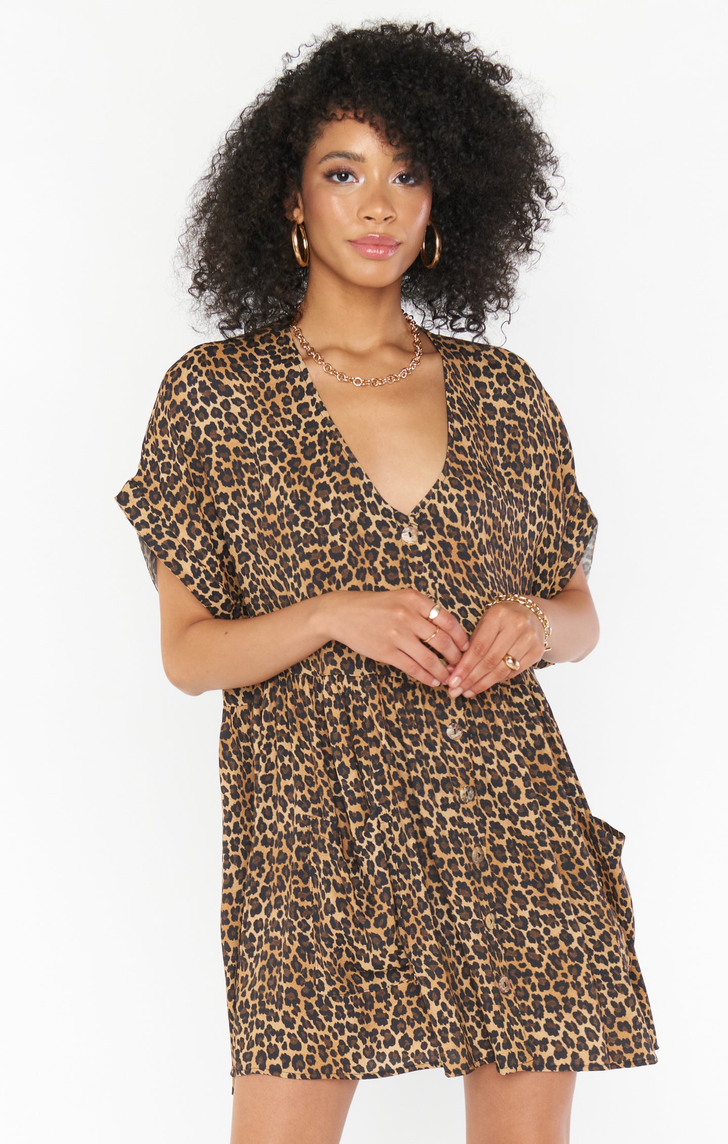 Odessa Cheetah Print Mini Dress with Front Pockets