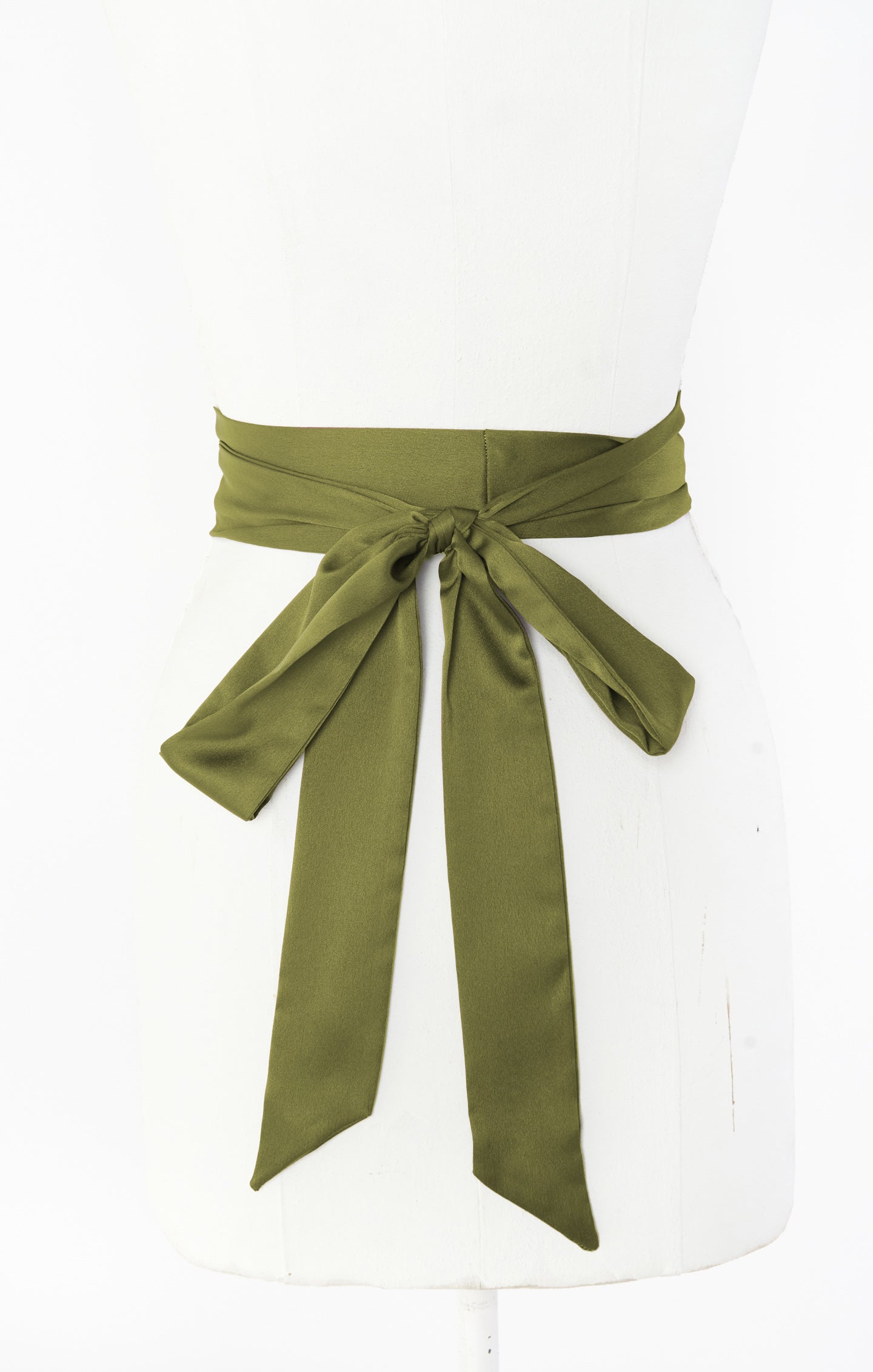 Bridesmaid Sash in Rich Olive Luxe Satin for Weddings