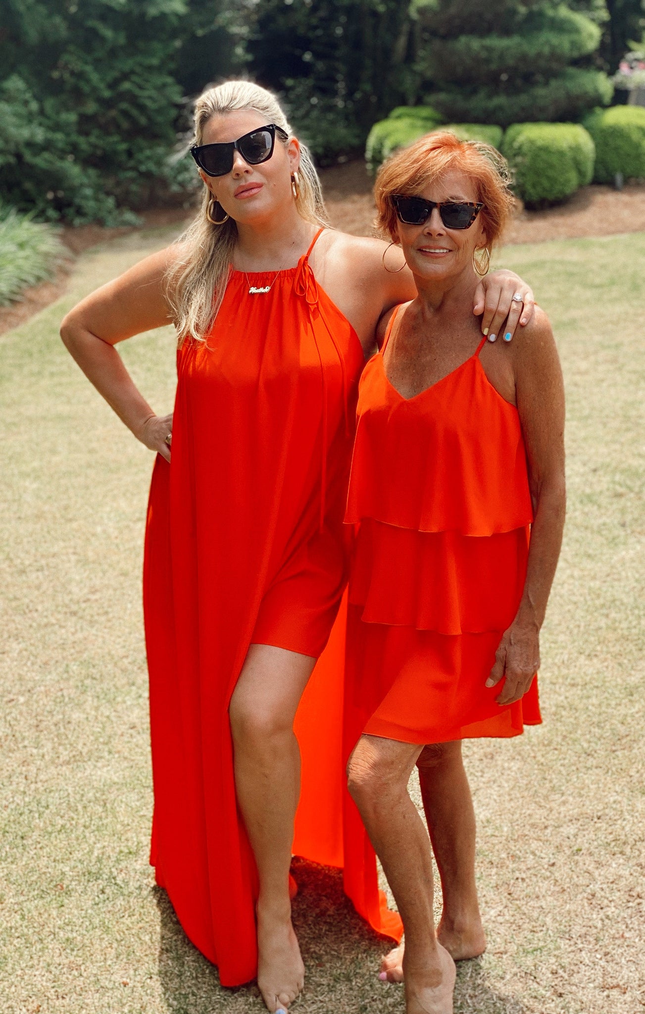 Suarez Ruffle Dress with Adjustable Straps - Tequila Sunrise