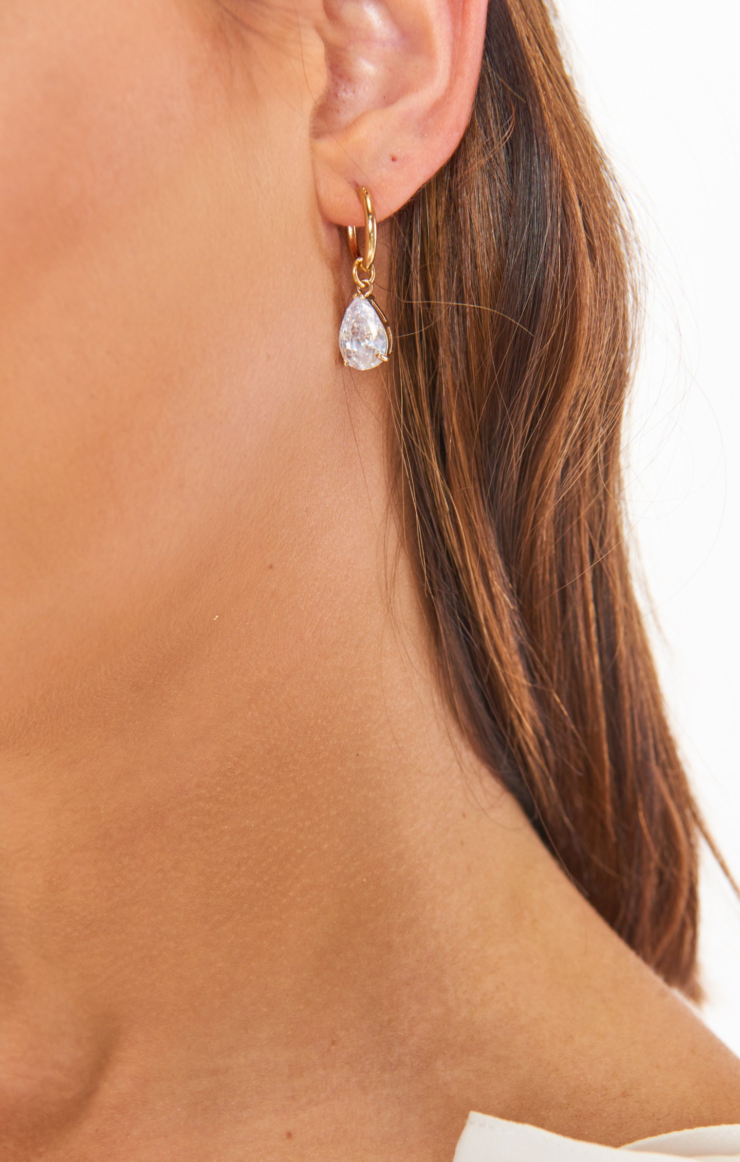 Vanessa Mooney Gold Hoop Earrings with Diamond CZ Charms