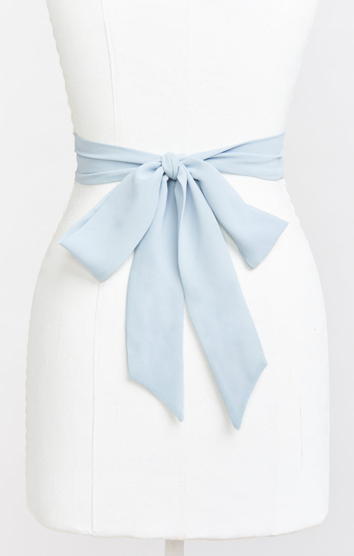 Steel Blue Chiffon Bridesmaid Sash for Wedding Attire