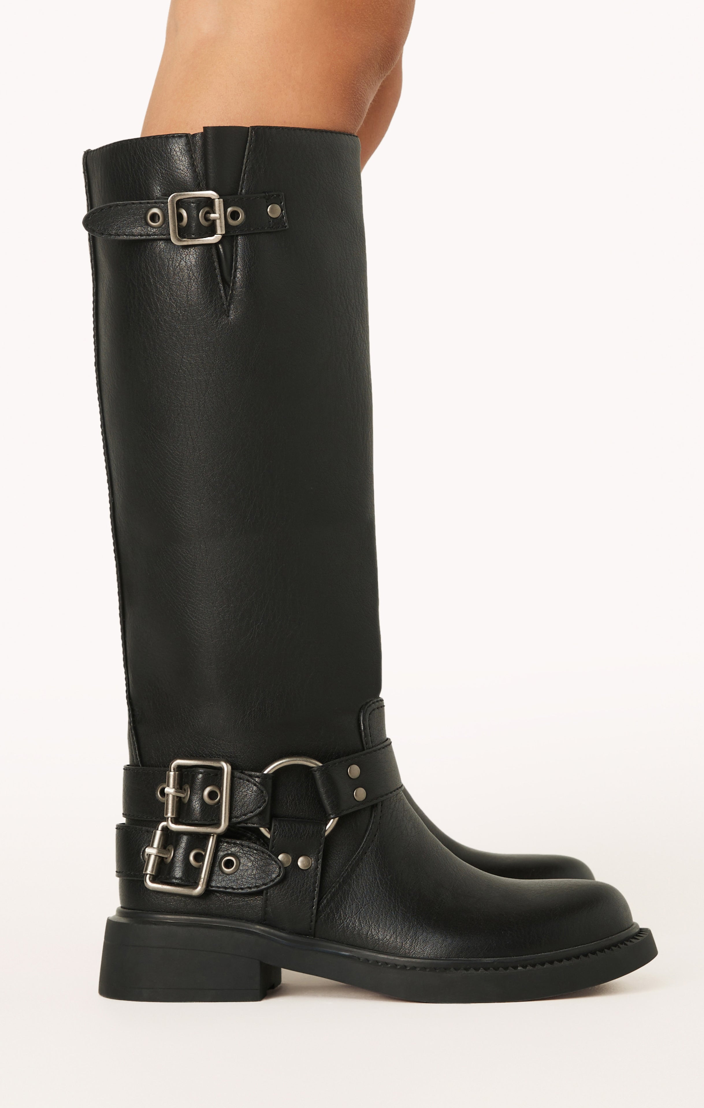 Billini Kaylen Black Combat Boots with Buckle Detail