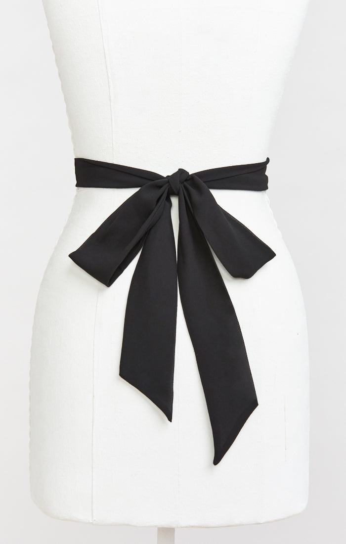 Bridesmaid Sash - Black Chiffon Wrap for Wedding Party