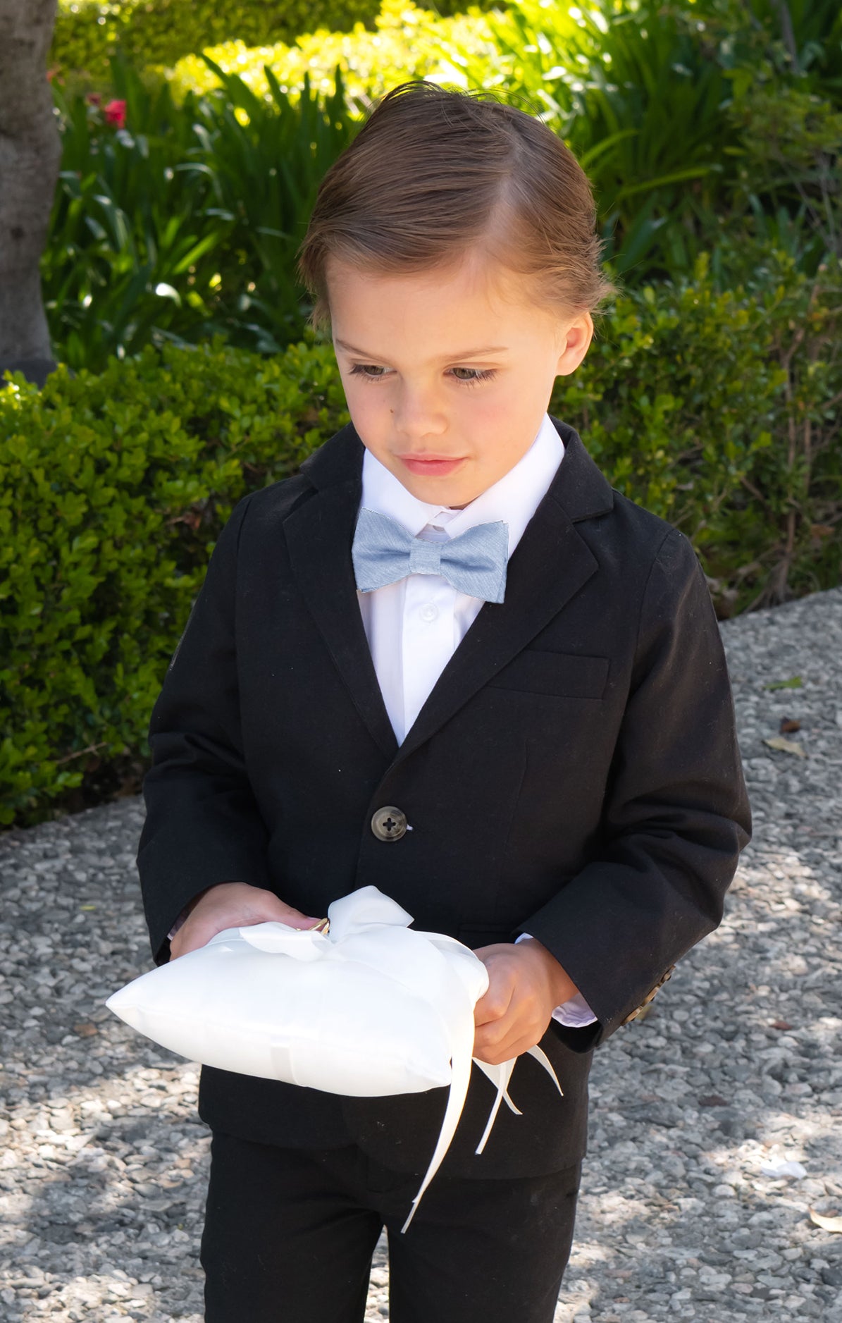 Kids Clip-On Bow Tie - Steel Blue Solid for Formal Occasions