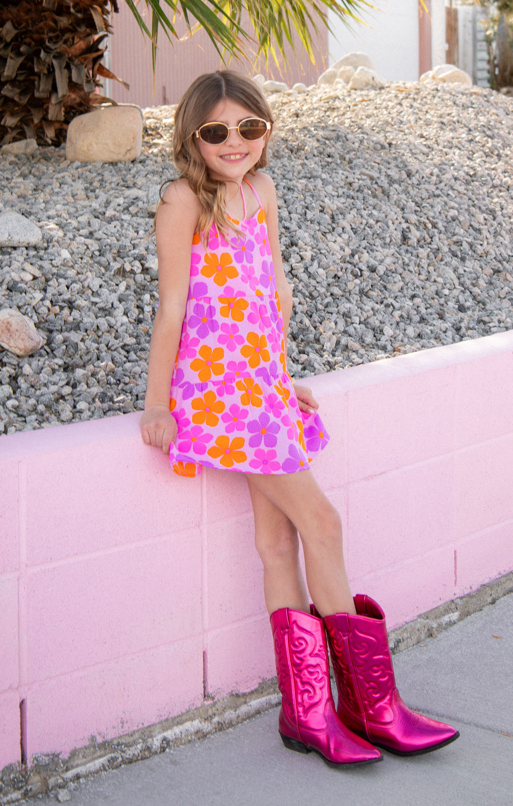 Little Caroline Mini Pink Daisy Girls' Swimsuit