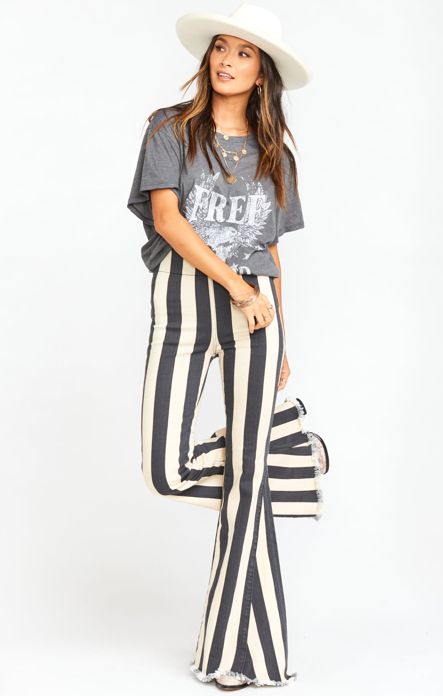 Berkeley Bells High Waisted Super Flare Jeans - Casablanca Stripe
