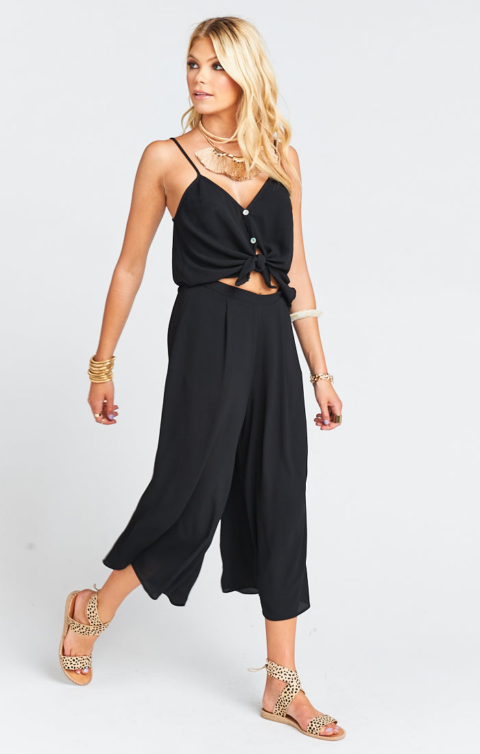 Black Cami Top with Button Front - Cammys Pebble