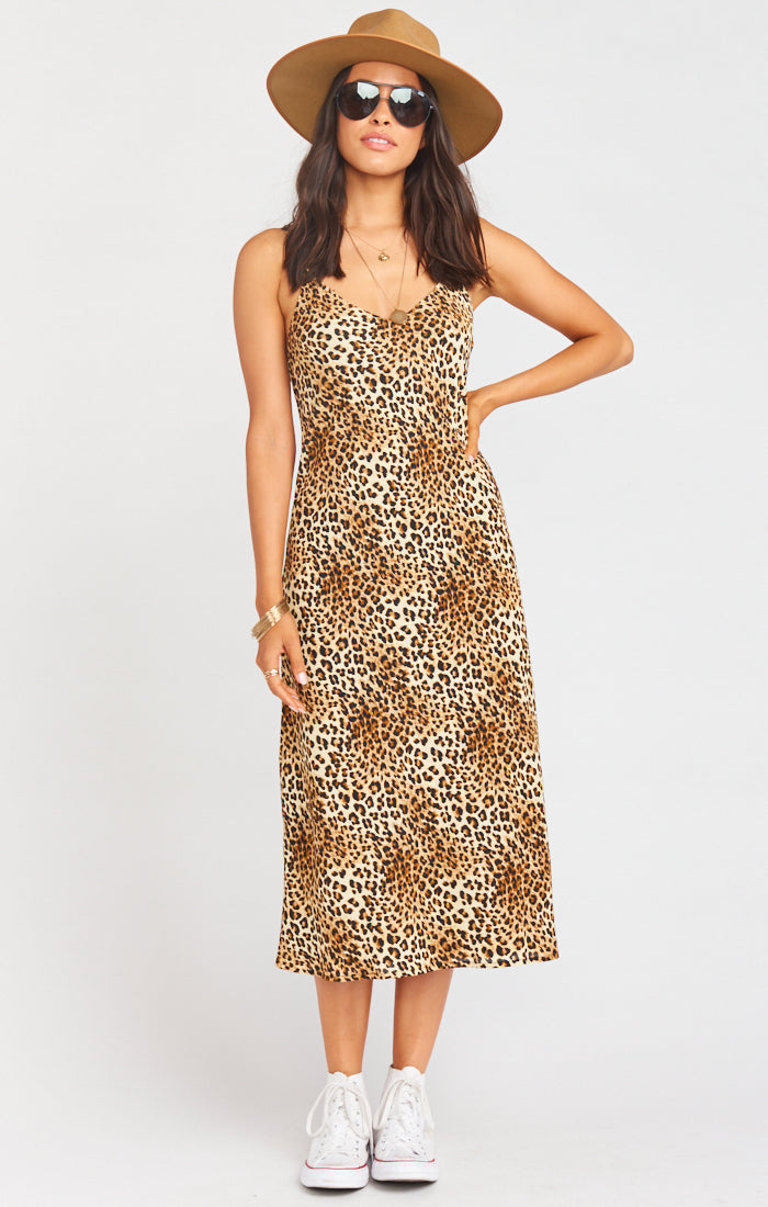 Cheetah Print V-Neck Dress with Adjustable Straps | Zio Dress