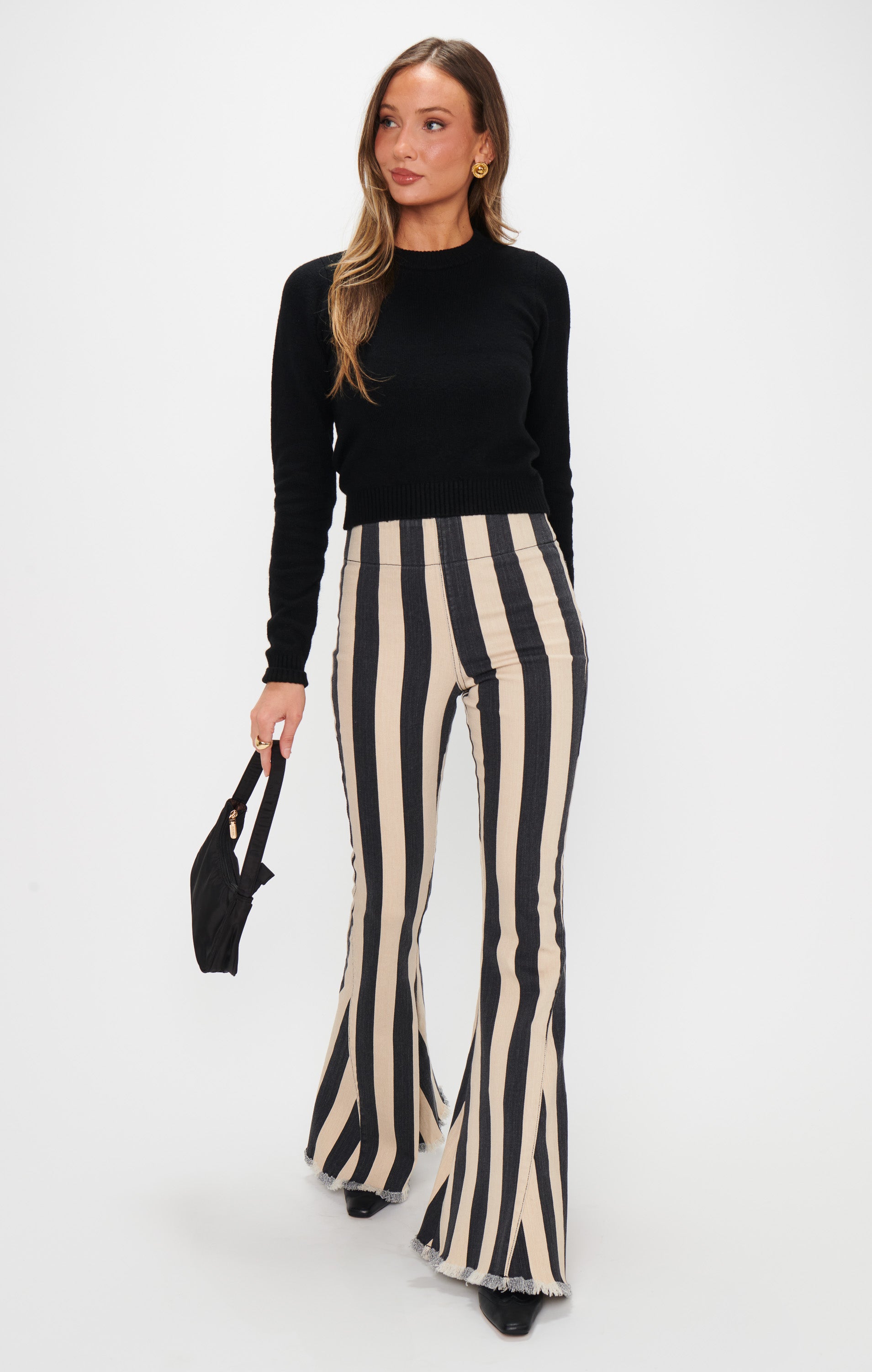 Berkeley Bells High Waisted Super Flare Jeans - Casablanca Stripe