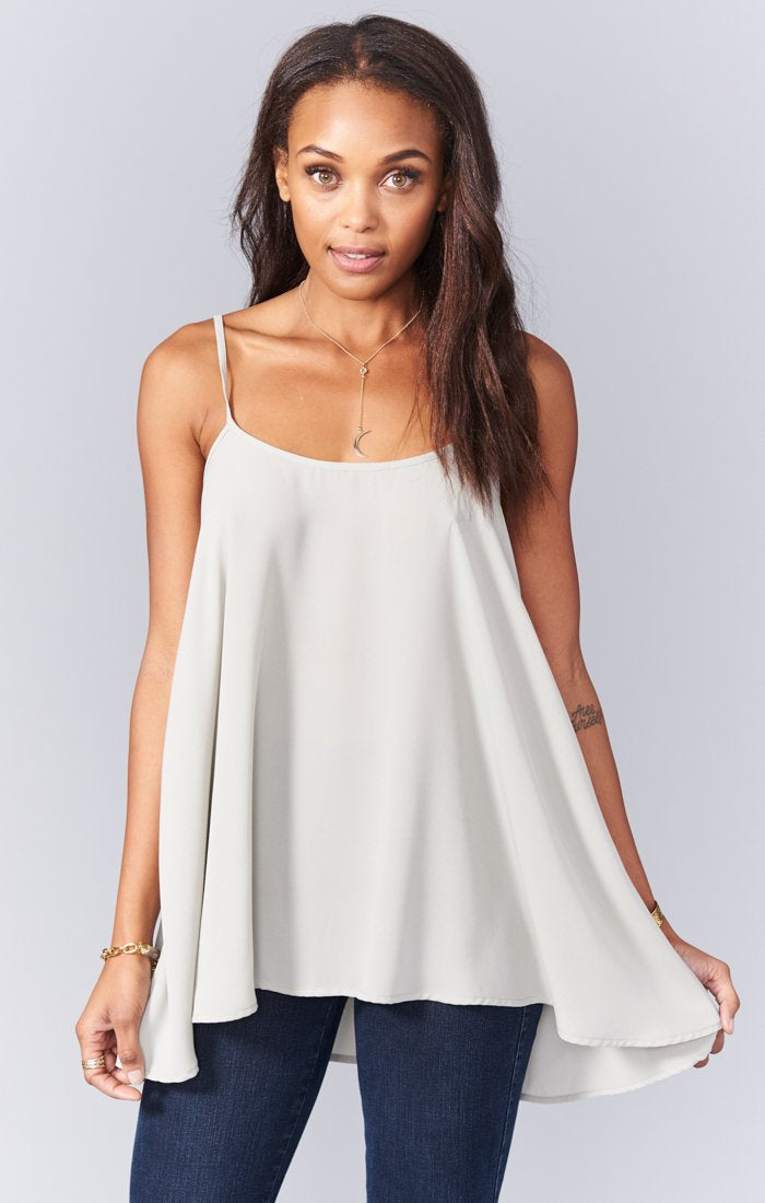 Lenz Flowy Chiffon Spaghetti Top with Adjustable Straps