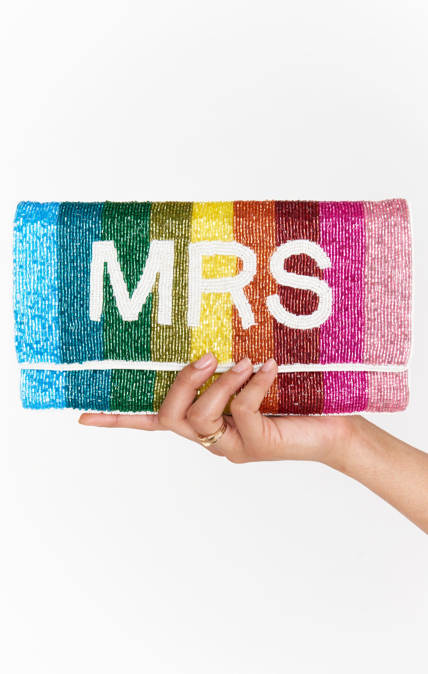 Rainbow Beaded Bridal Clutch Bag by MRS